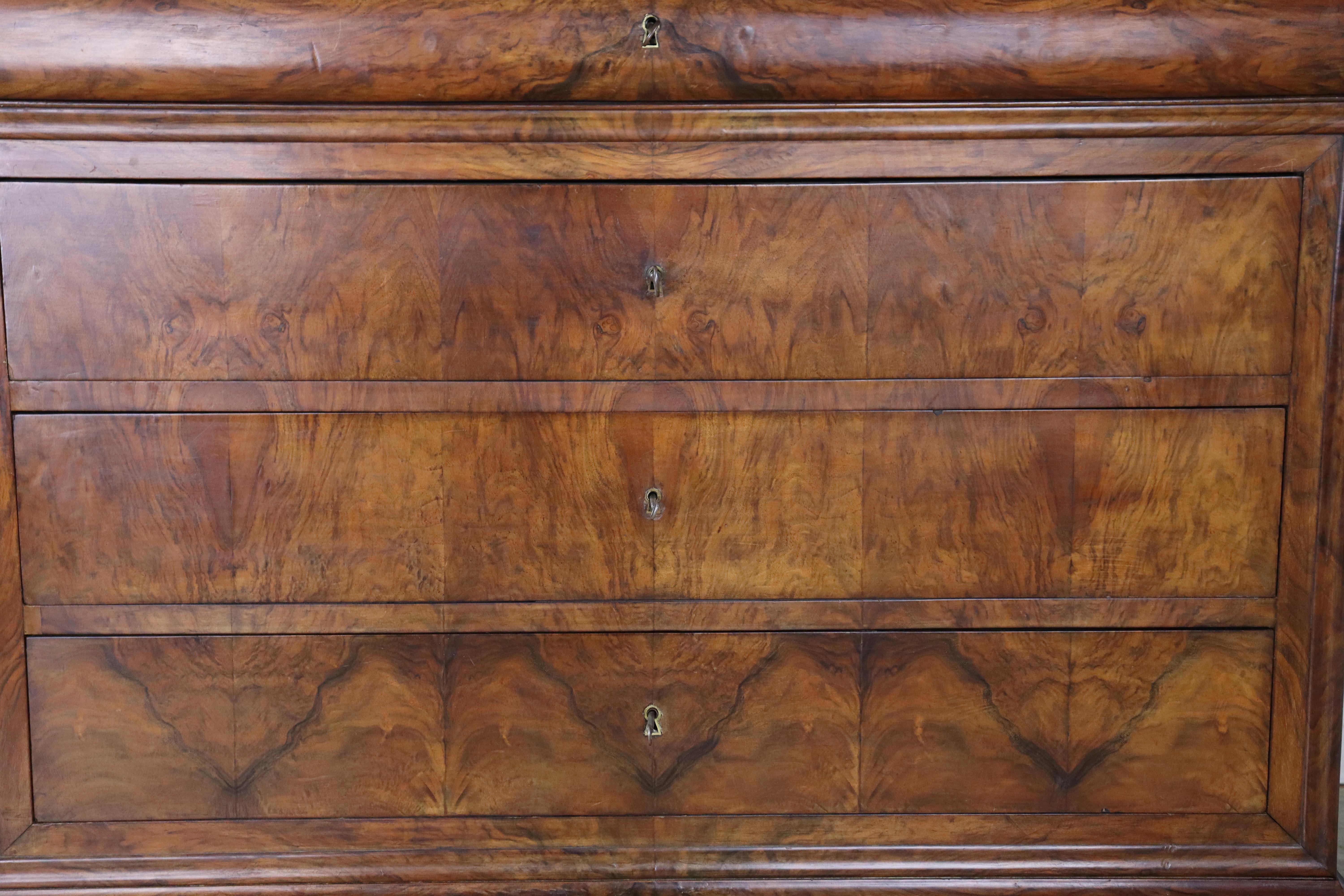 19th Century French Marble Topped Walnut Commode