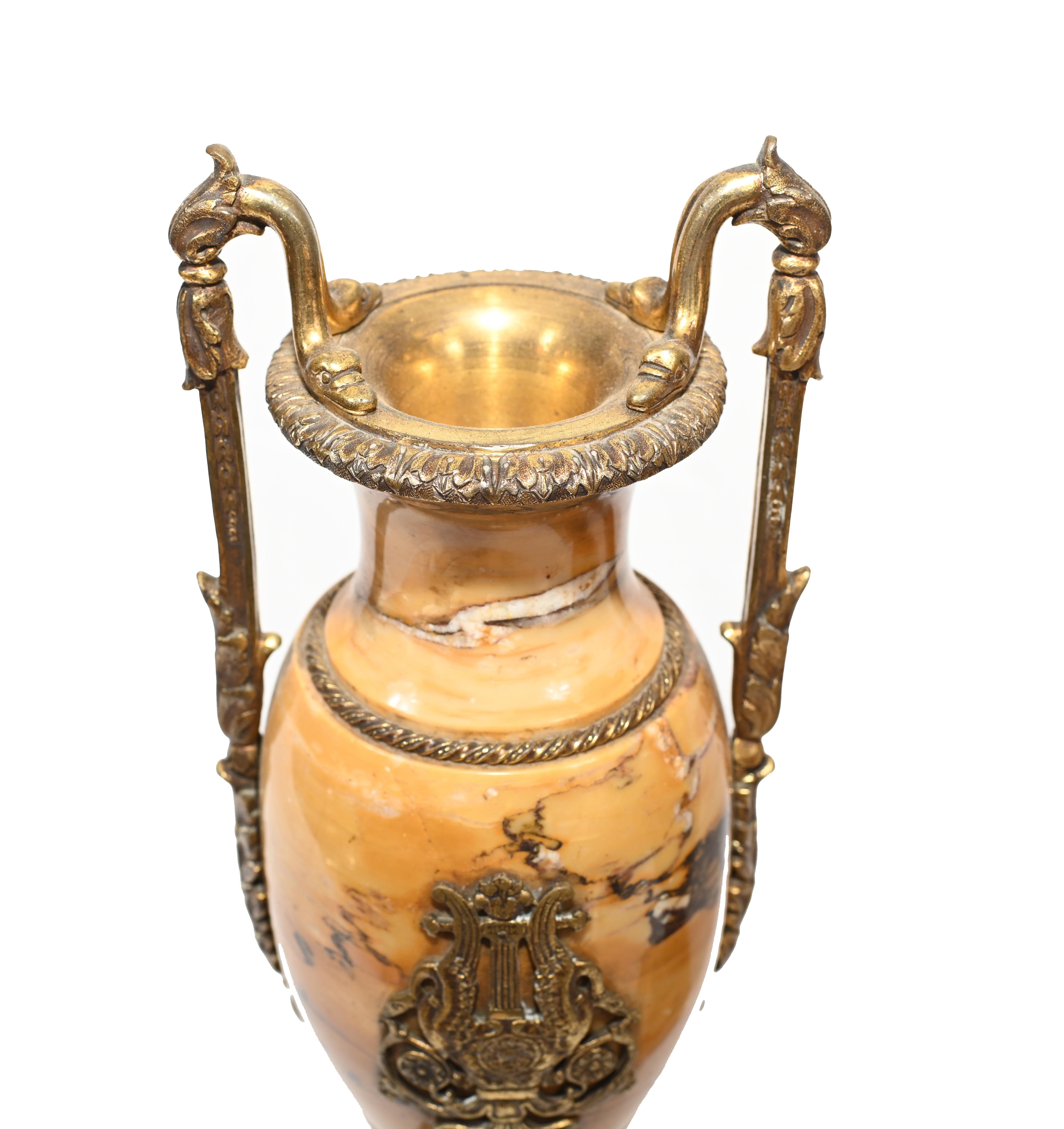 French Marble Urns Amphora Form Empire Cassolette 1880 In Good Condition In Potters Bar, GB
