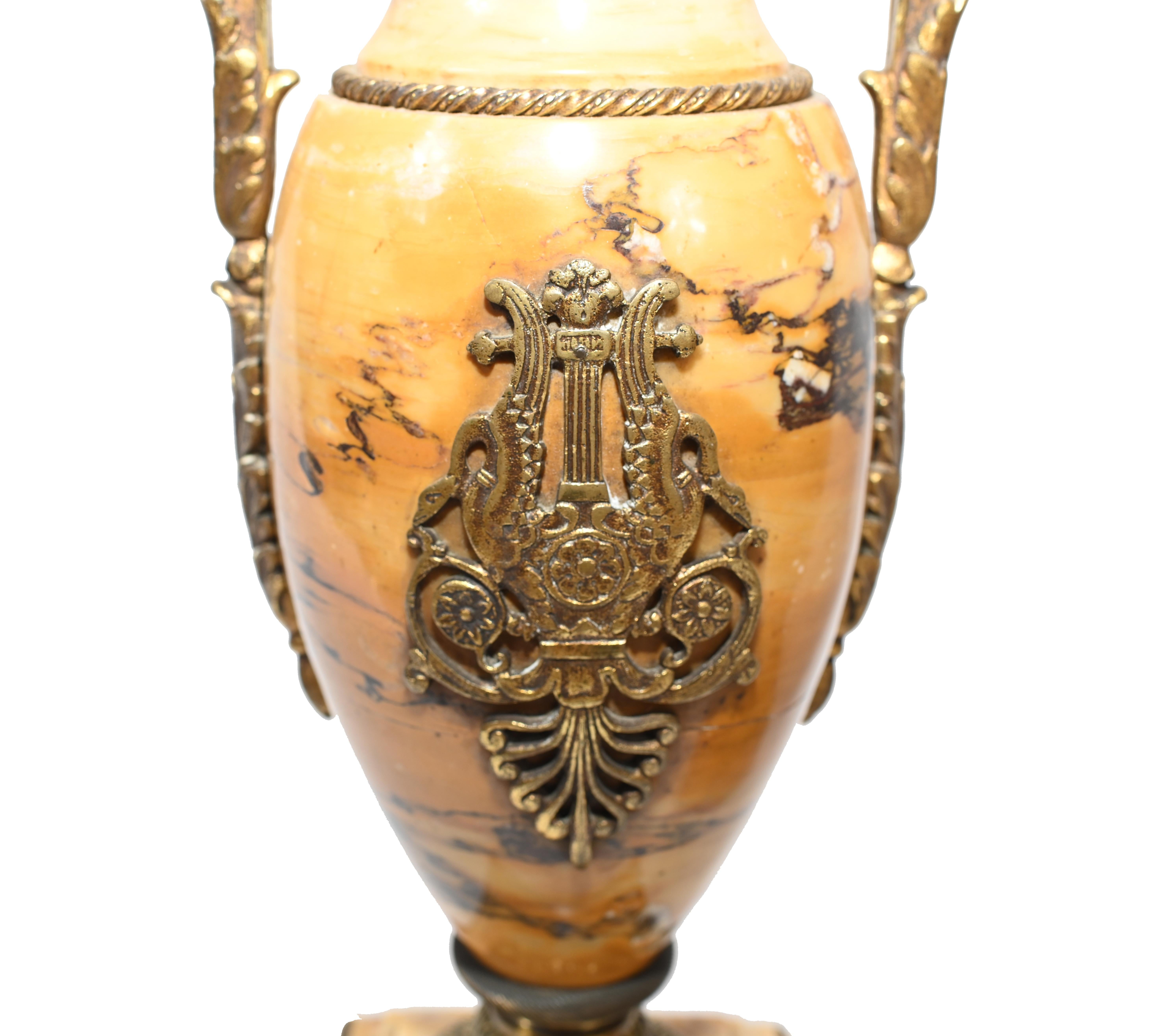 Late 19th Century French Marble Urns Amphora Form Empire Cassolette 1880