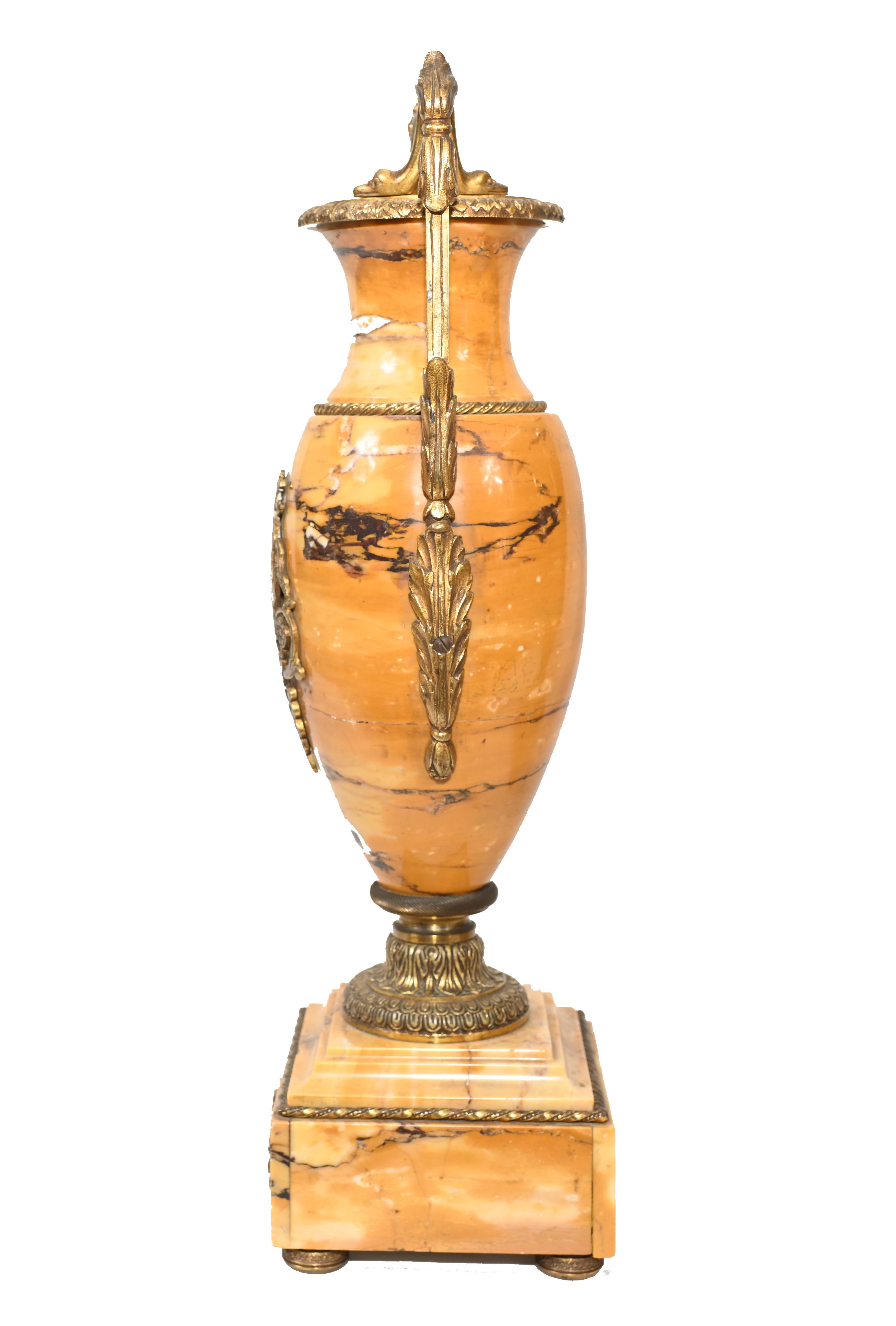 French Marble Urns Amphora Form Empire Cassolette 1880 1