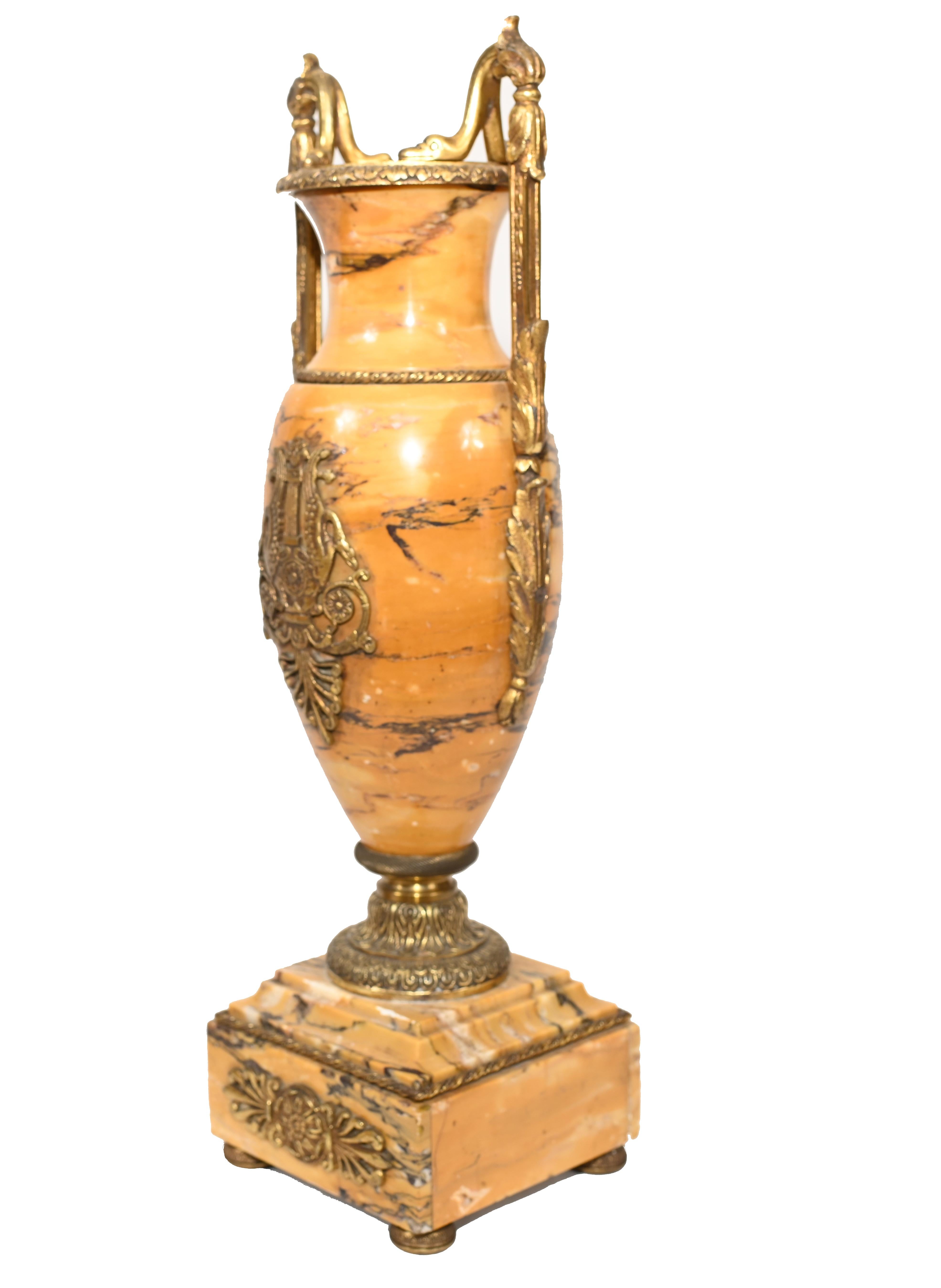 French Marble Urns Amphora Form Empire Cassolette 1880 2