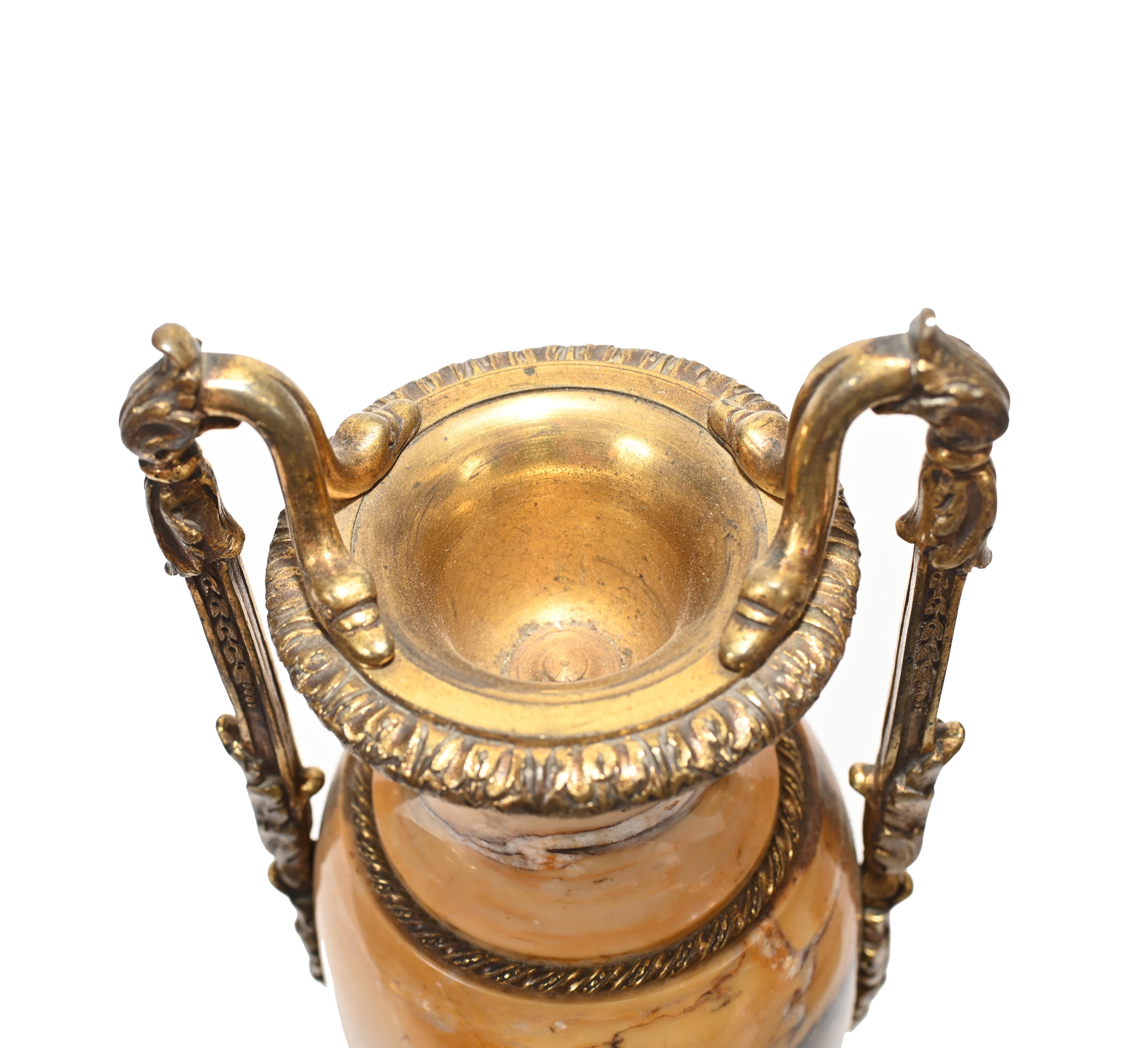 French Marble Urns Amphora Form Empire Cassolette 1880 4