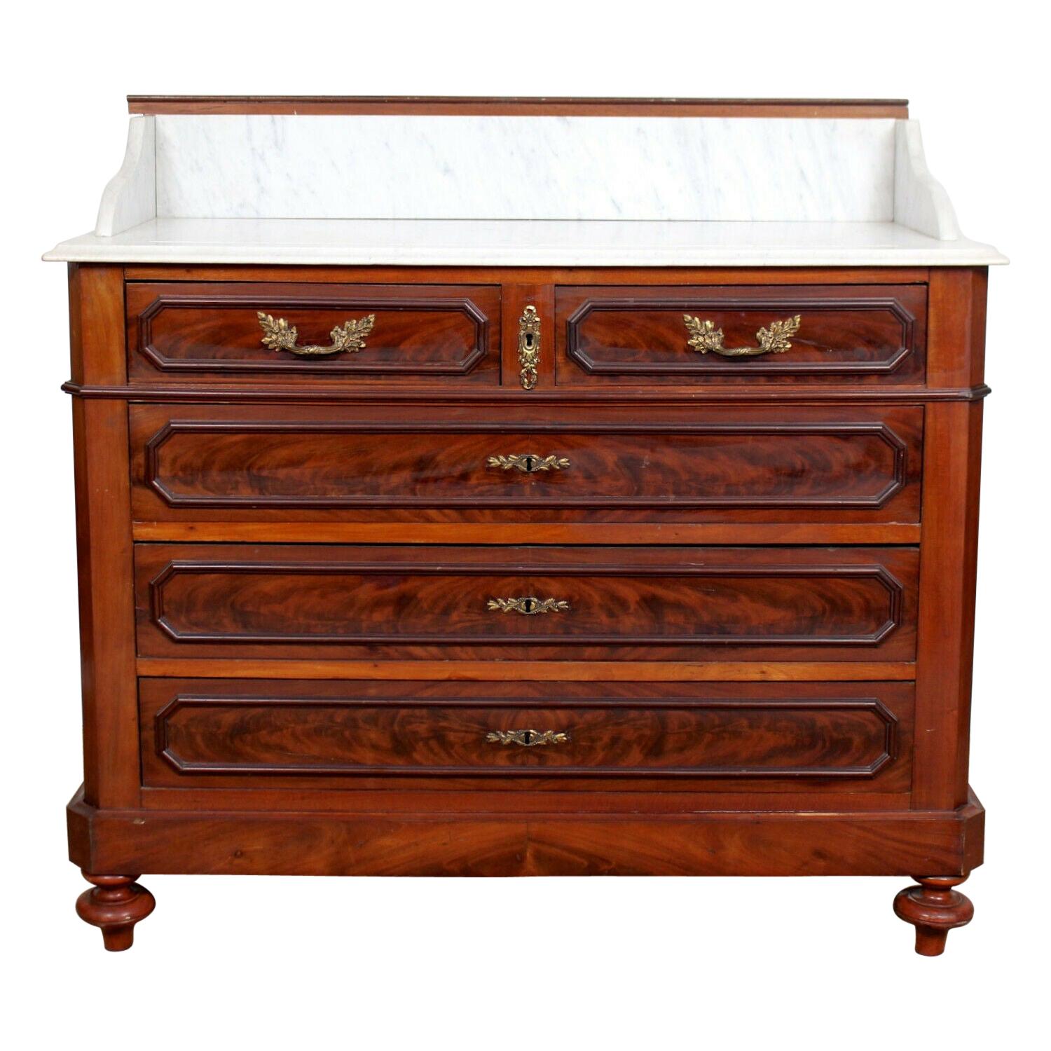 French Marble Washstand Commode Chest of Drawers, 19th Century For Sale
