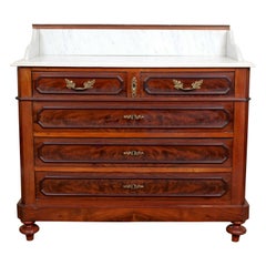 French Marble Washstand Commode Chest of Drawers, 19th Century