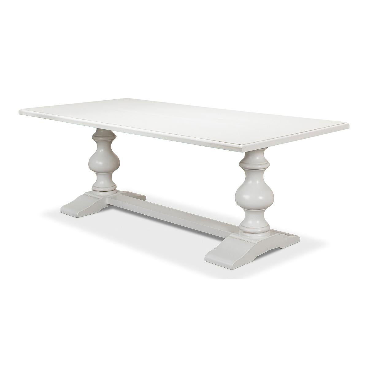 Rustique Table de réfectoire française en marbre blanc en vente