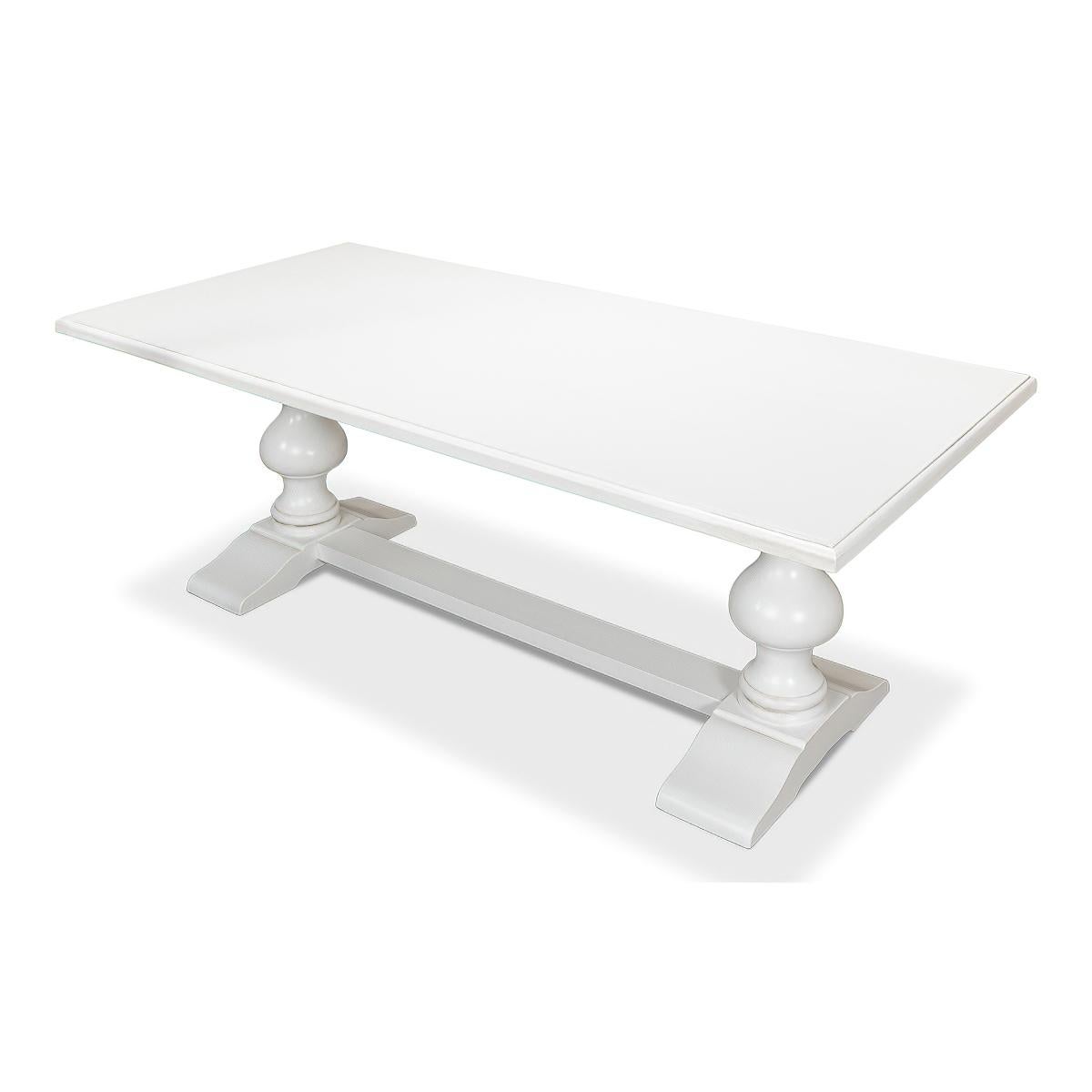 Asiatique Table de réfectoire française en marbre blanc en vente