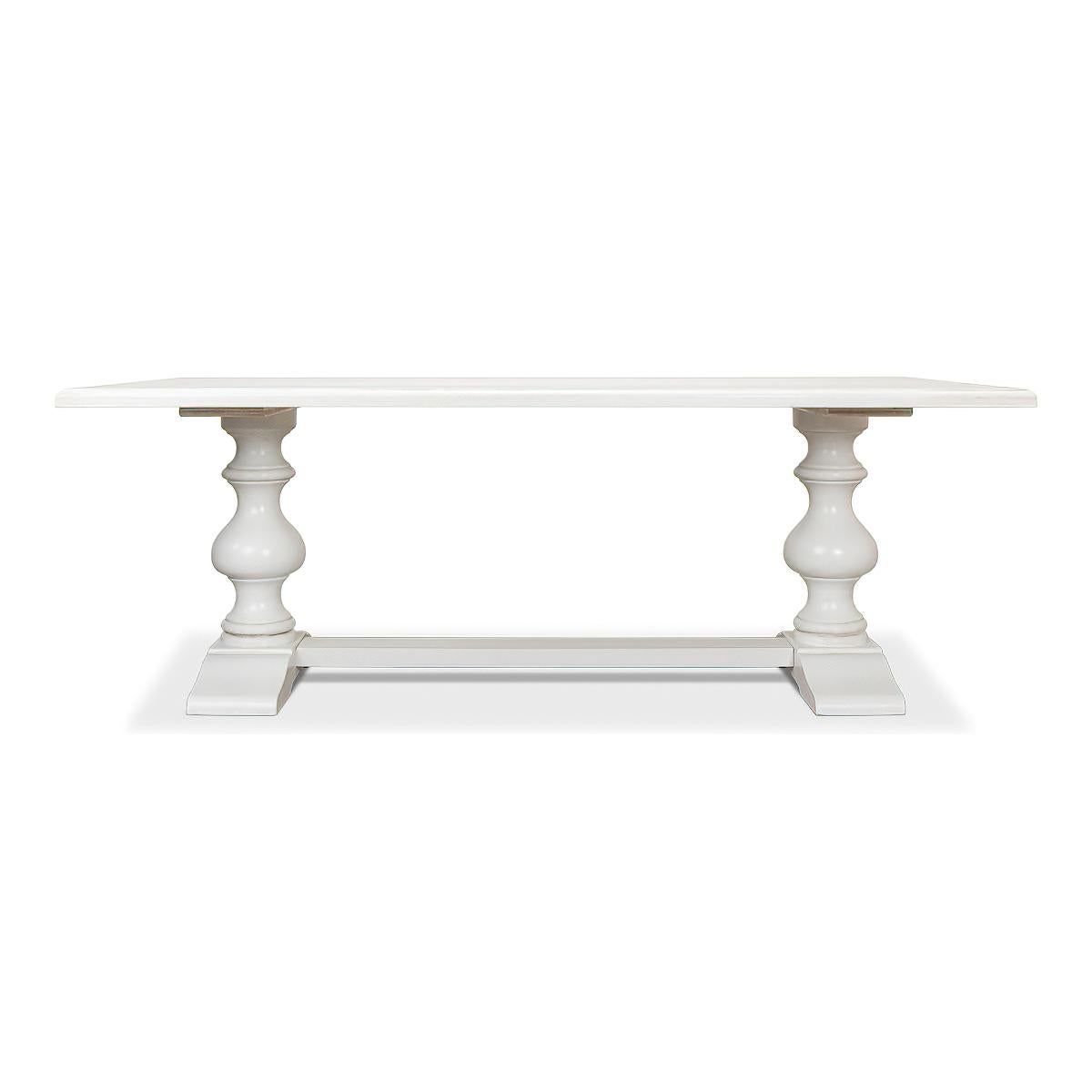 Table de réfectoire française en marbre blanc en vente 1