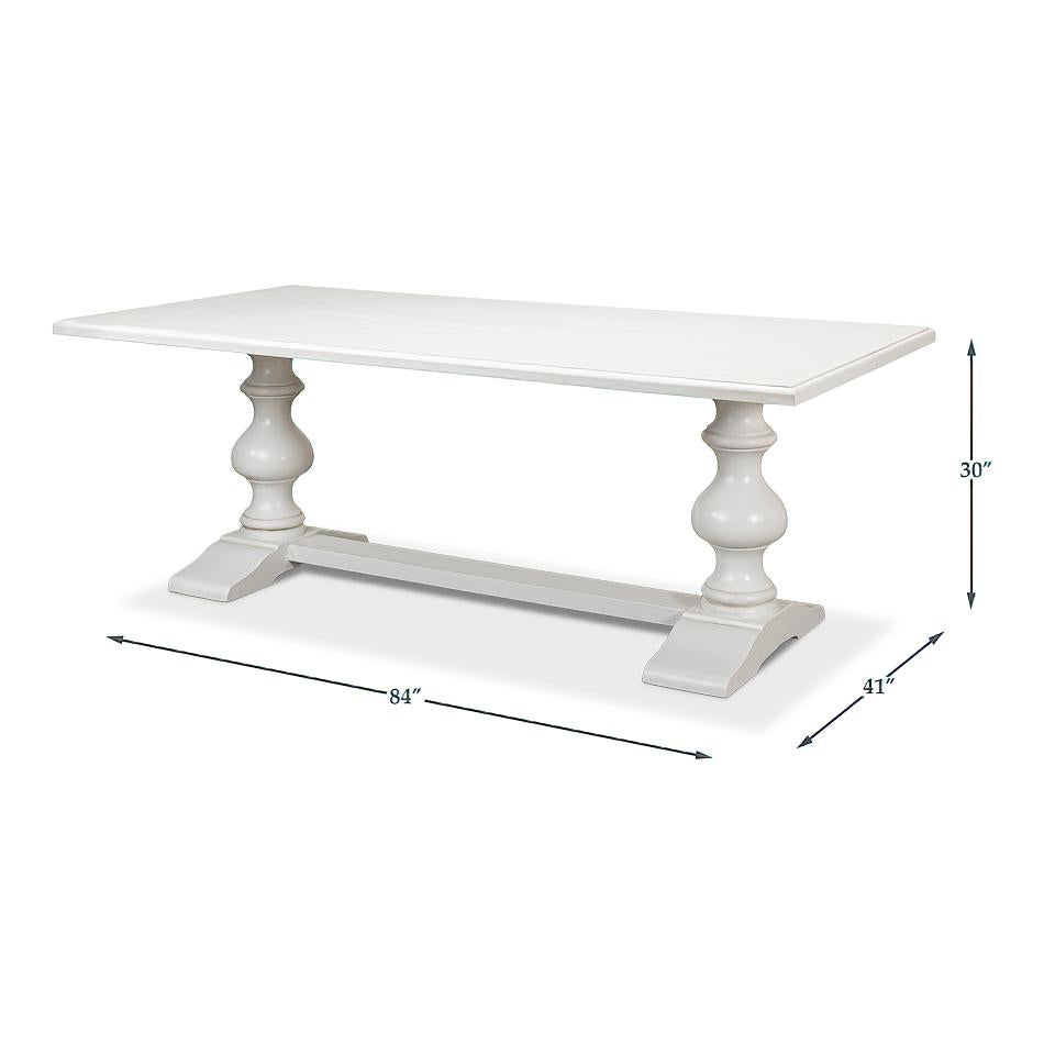 Table de réfectoire française en marbre blanc en vente 2