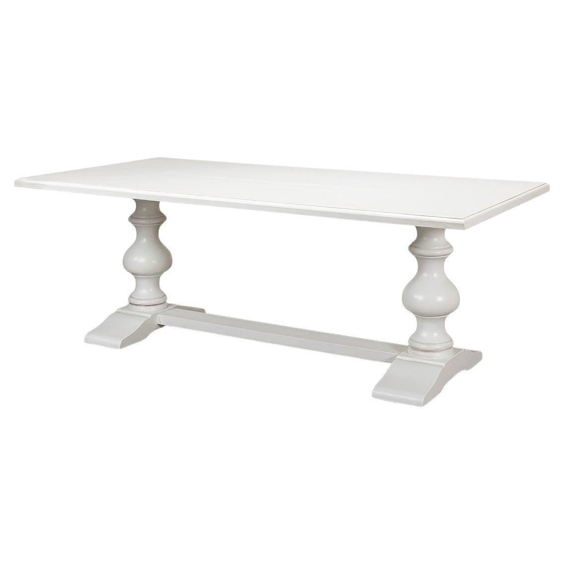 Table de réfectoire française en marbre blanc