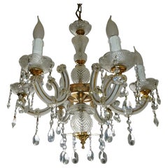 Vintage French Marie Therese Cut Crystal and Gilt Chandelier