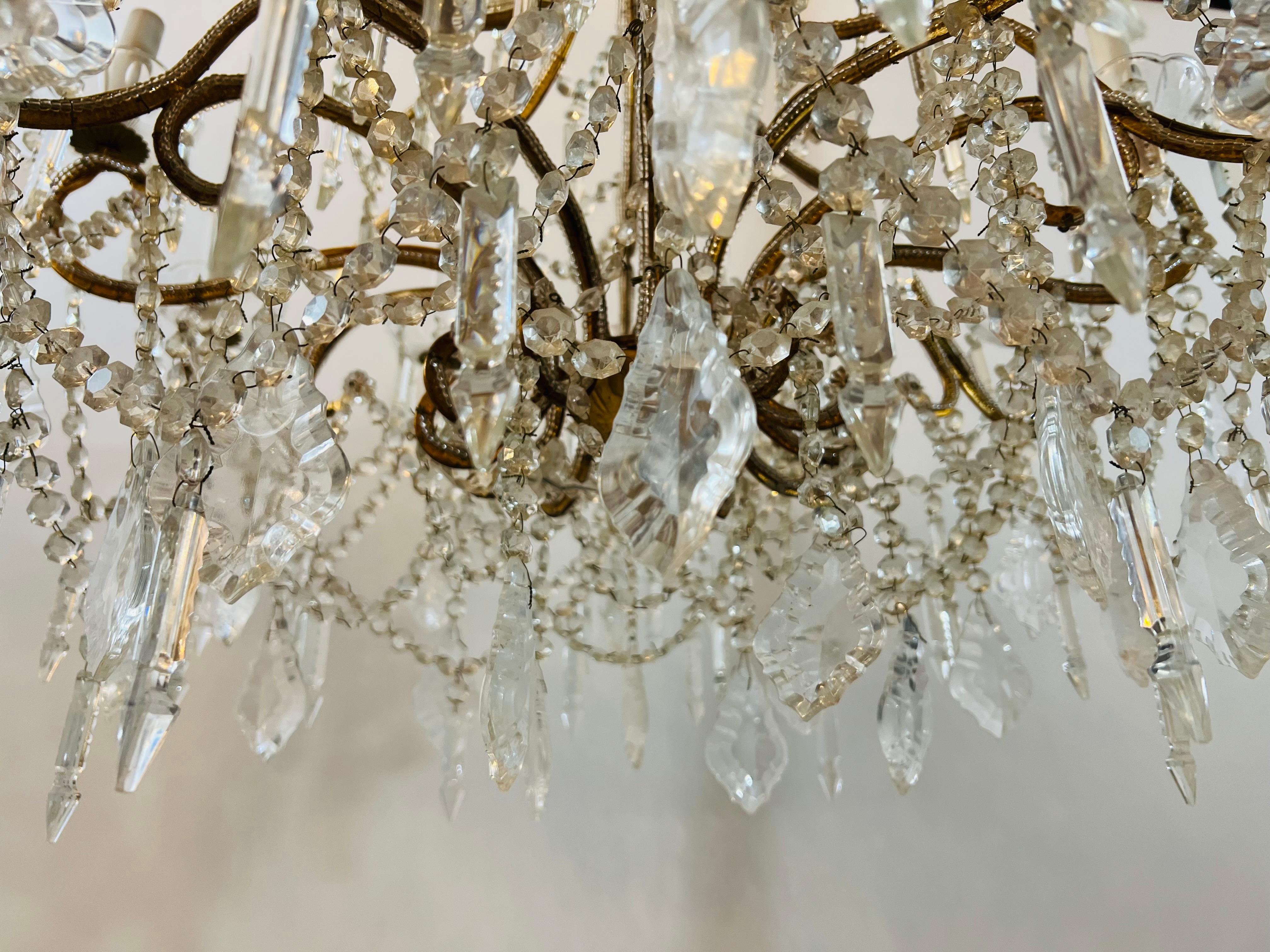 French Marie Therese Hollywood Regency Style Cut Crystal Chandelier, 12 Arms 2