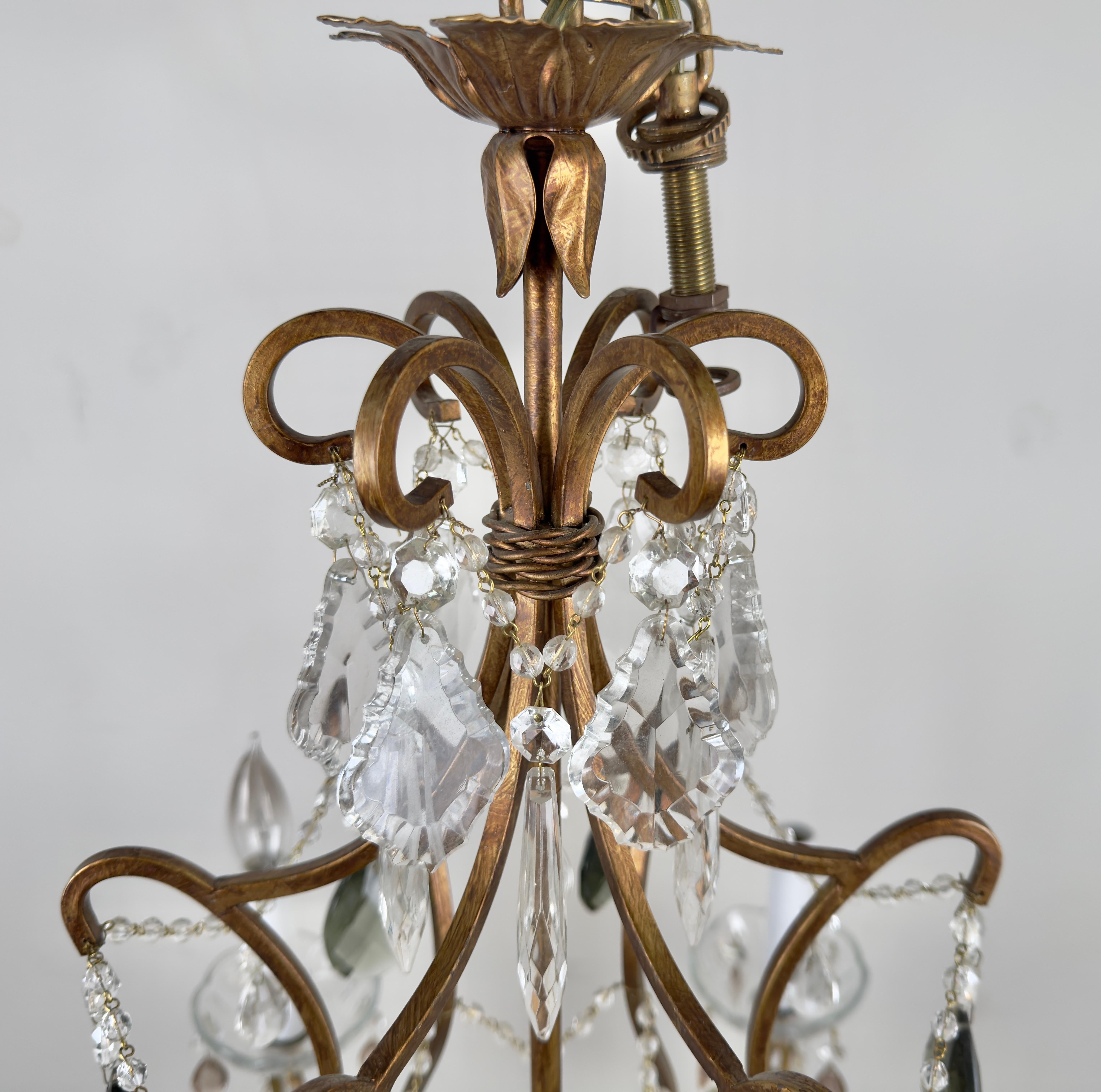 French Marie Therese Hollywood Regency Style Cut Crystal Chandelier, 6 Arms 7