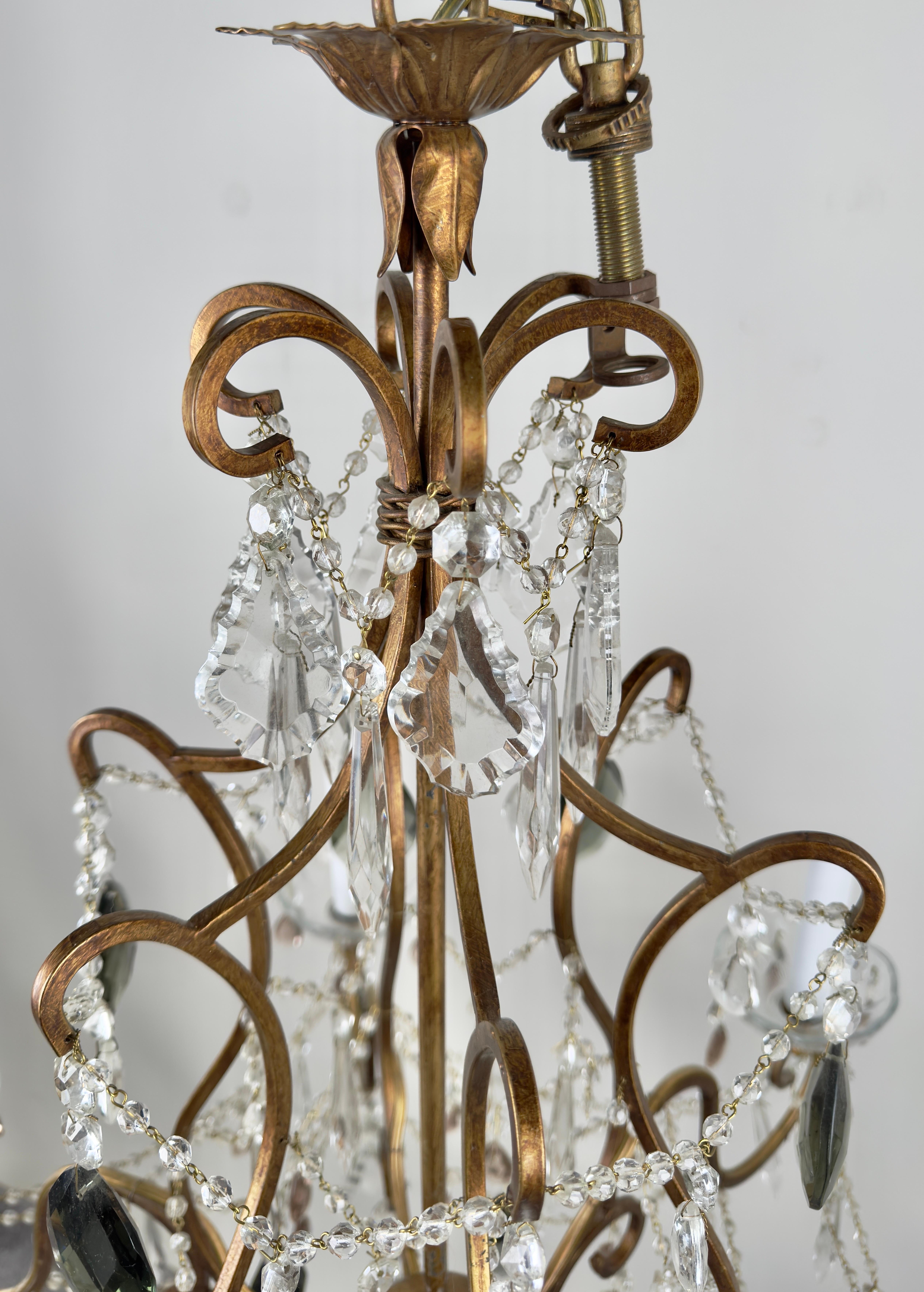 French Marie Therese Hollywood Regency Style Cut Crystal Chandelier, 6 Arms 8