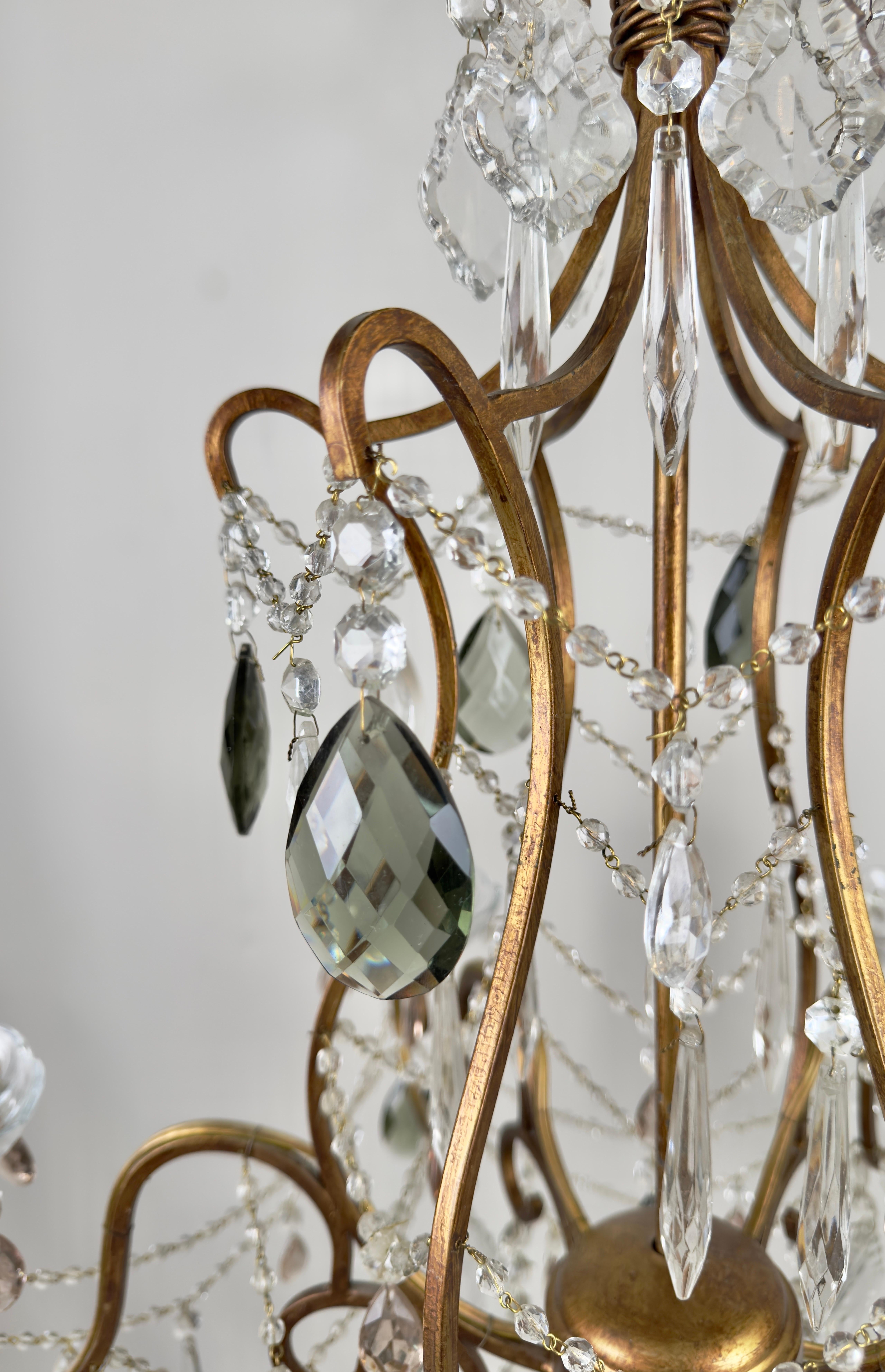 French Marie Therese Hollywood Regency Style Cut Crystal Chandelier, 6 Arms 10