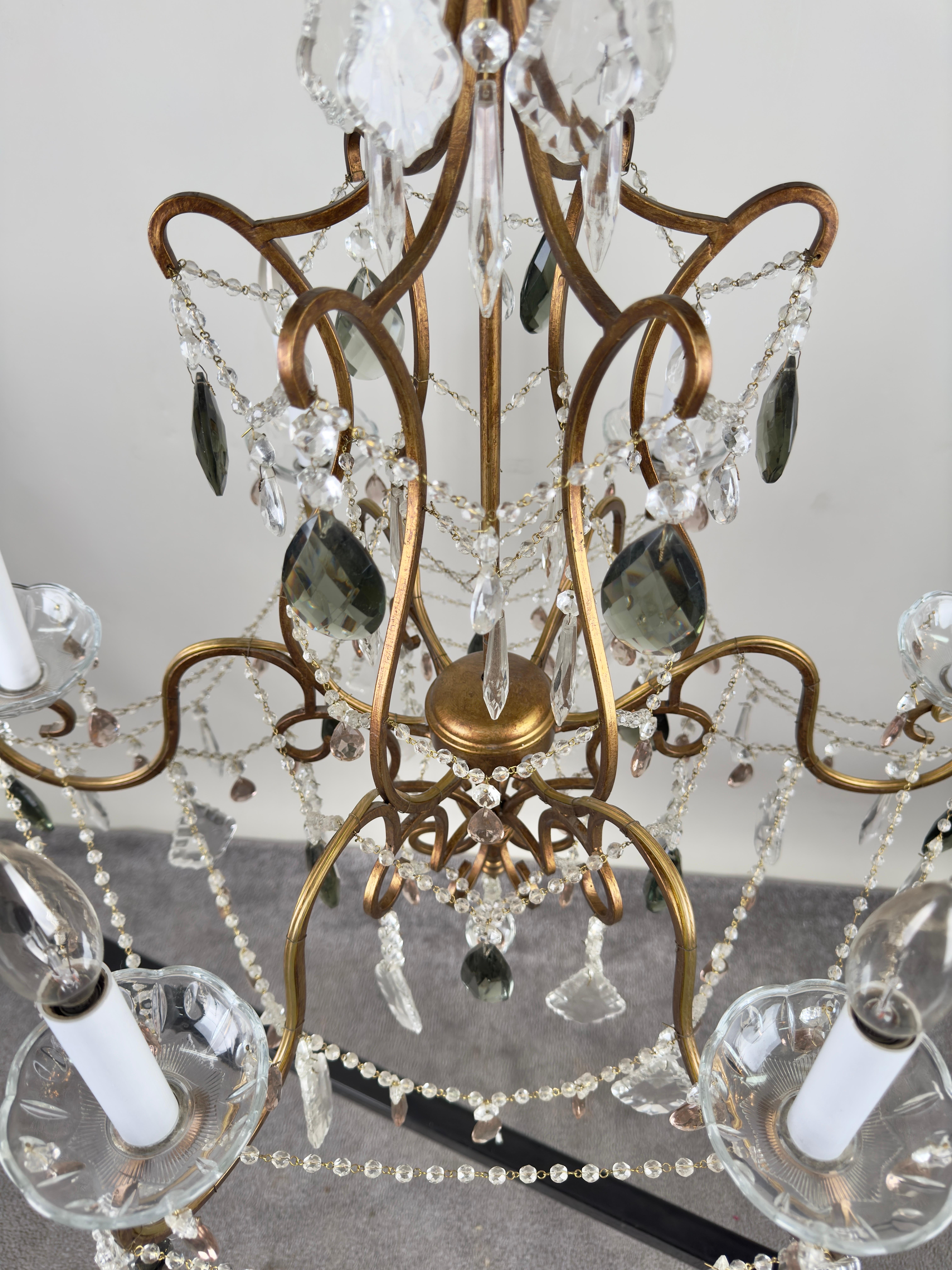 French Marie Therese Hollywood Regency Style Cut Crystal Chandelier, 6 Arms 11