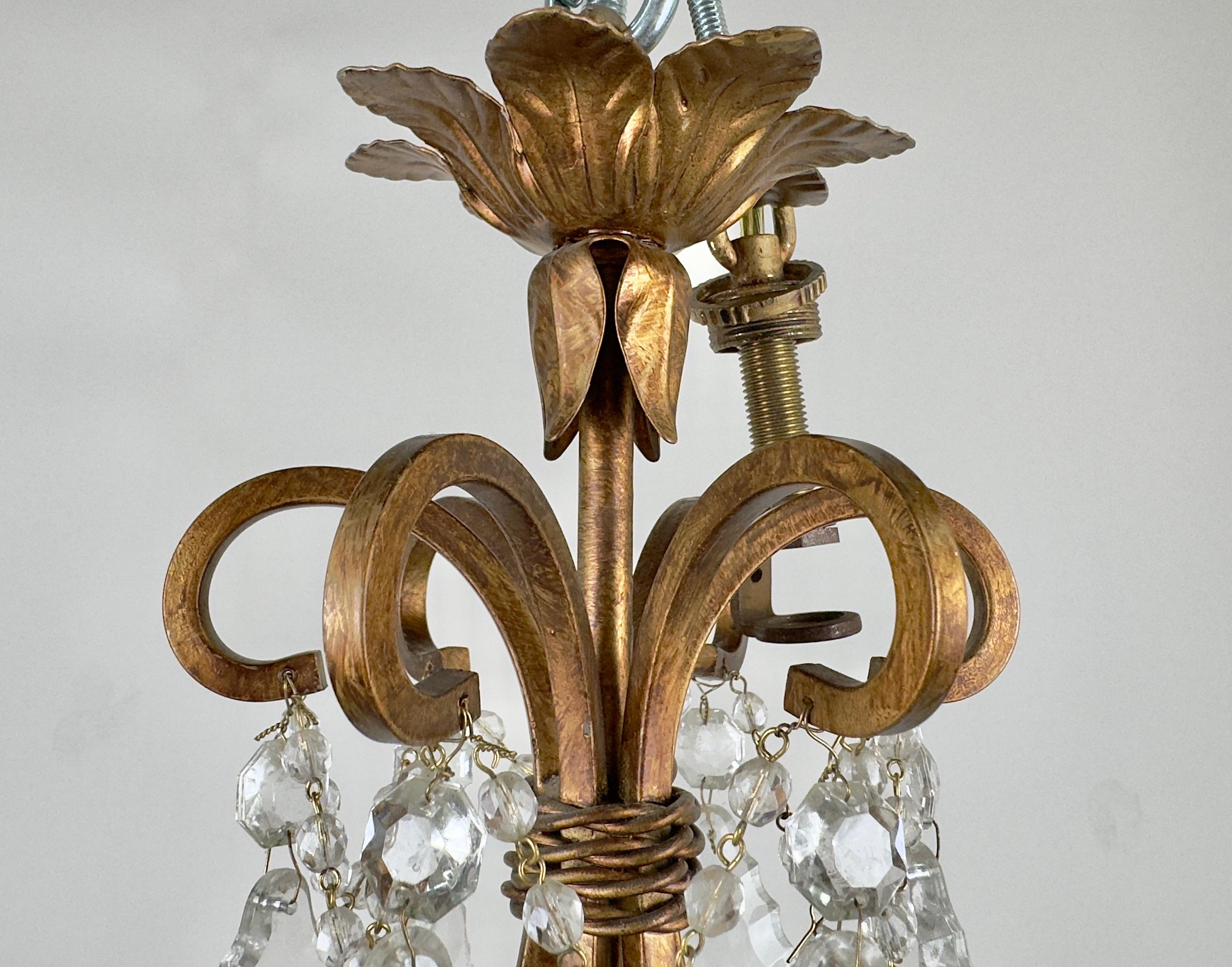 French Marie Therese Hollywood Regency Style Cut Crystal Chandelier, 6 Arms 12