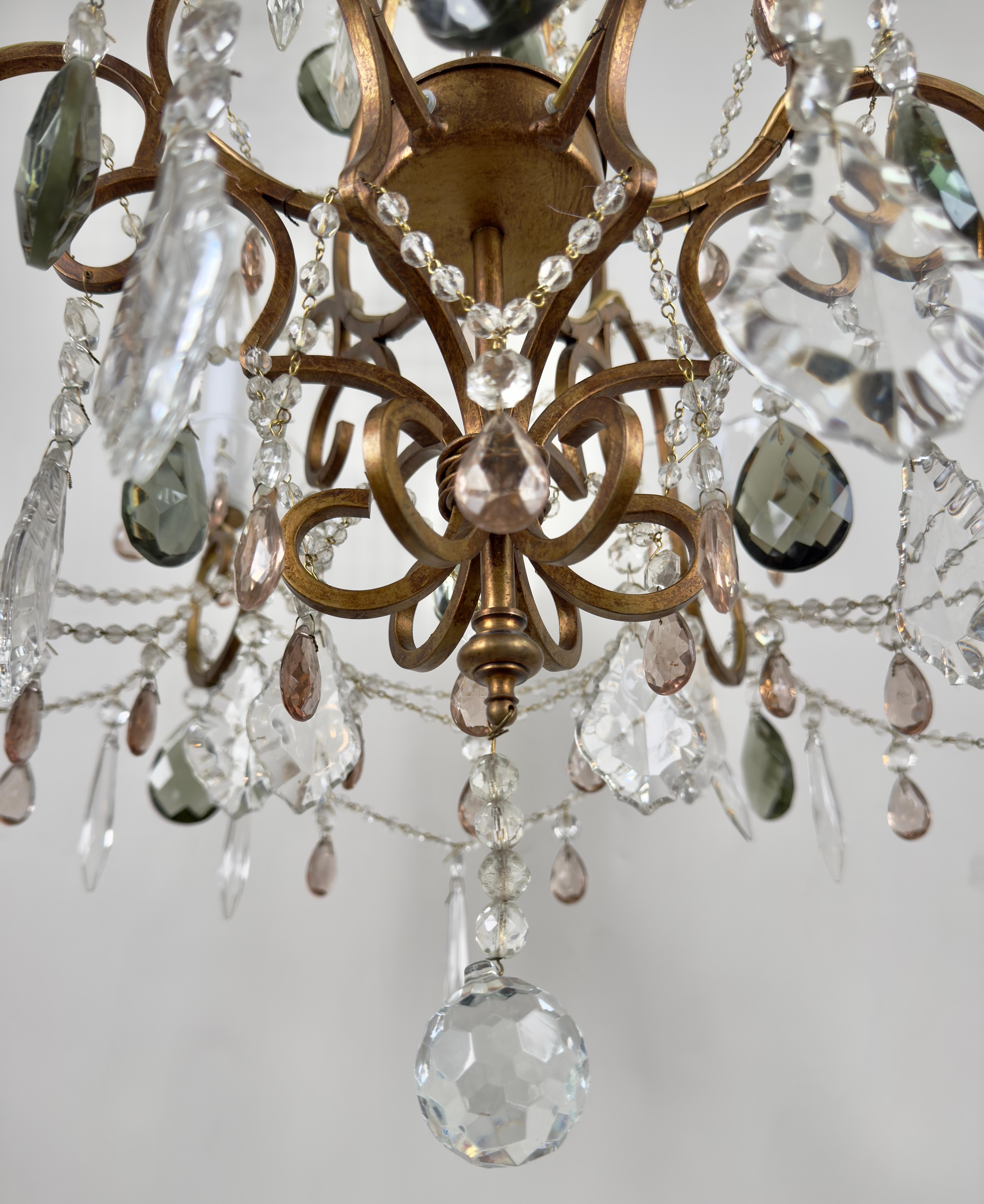 French Marie Therese Hollywood Regency Style Cut Crystal Chandelier, 6 Arms 1
