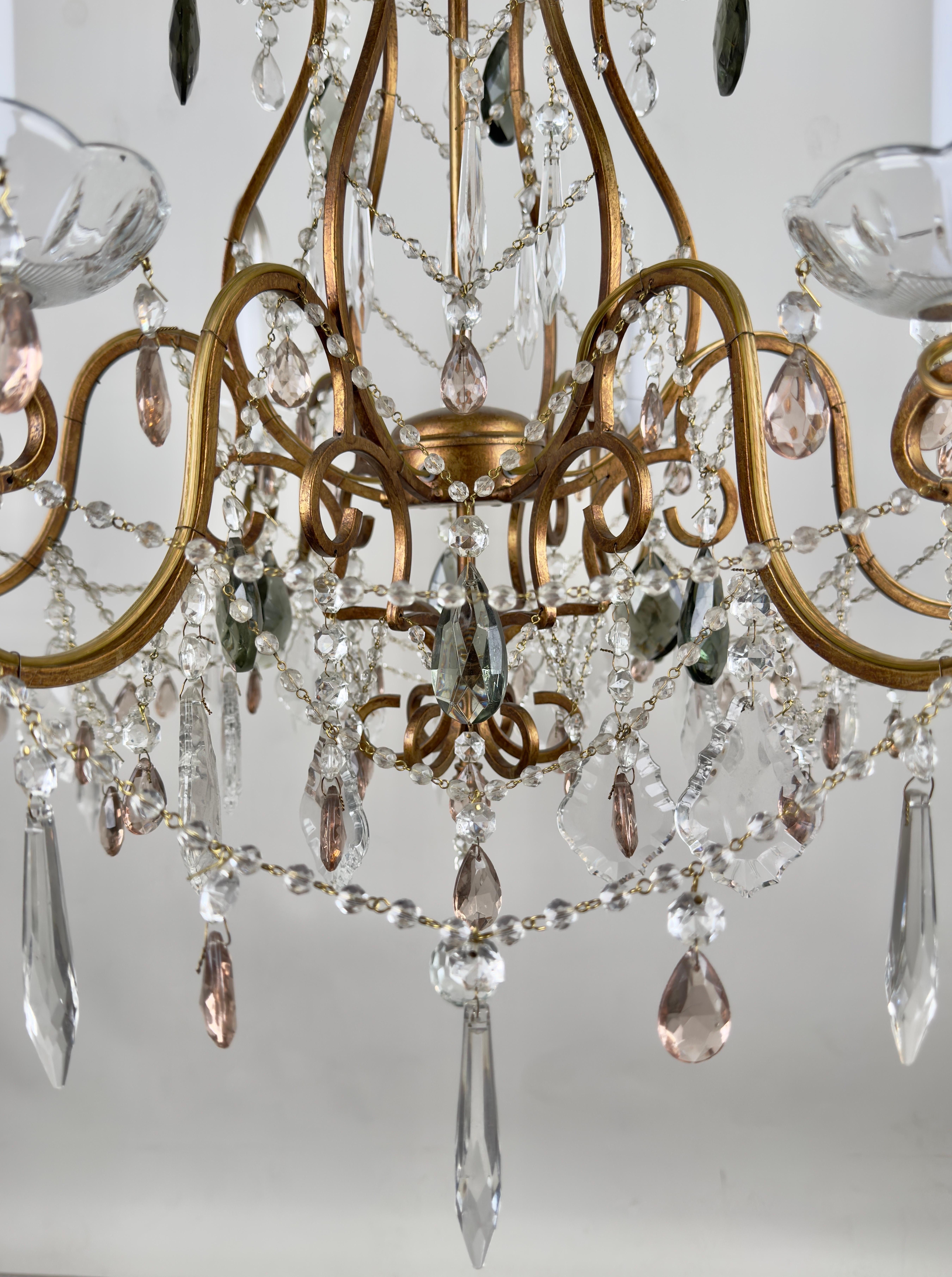 French Marie Therese Hollywood Regency Style Cut Crystal Chandelier, 6 Arms 3