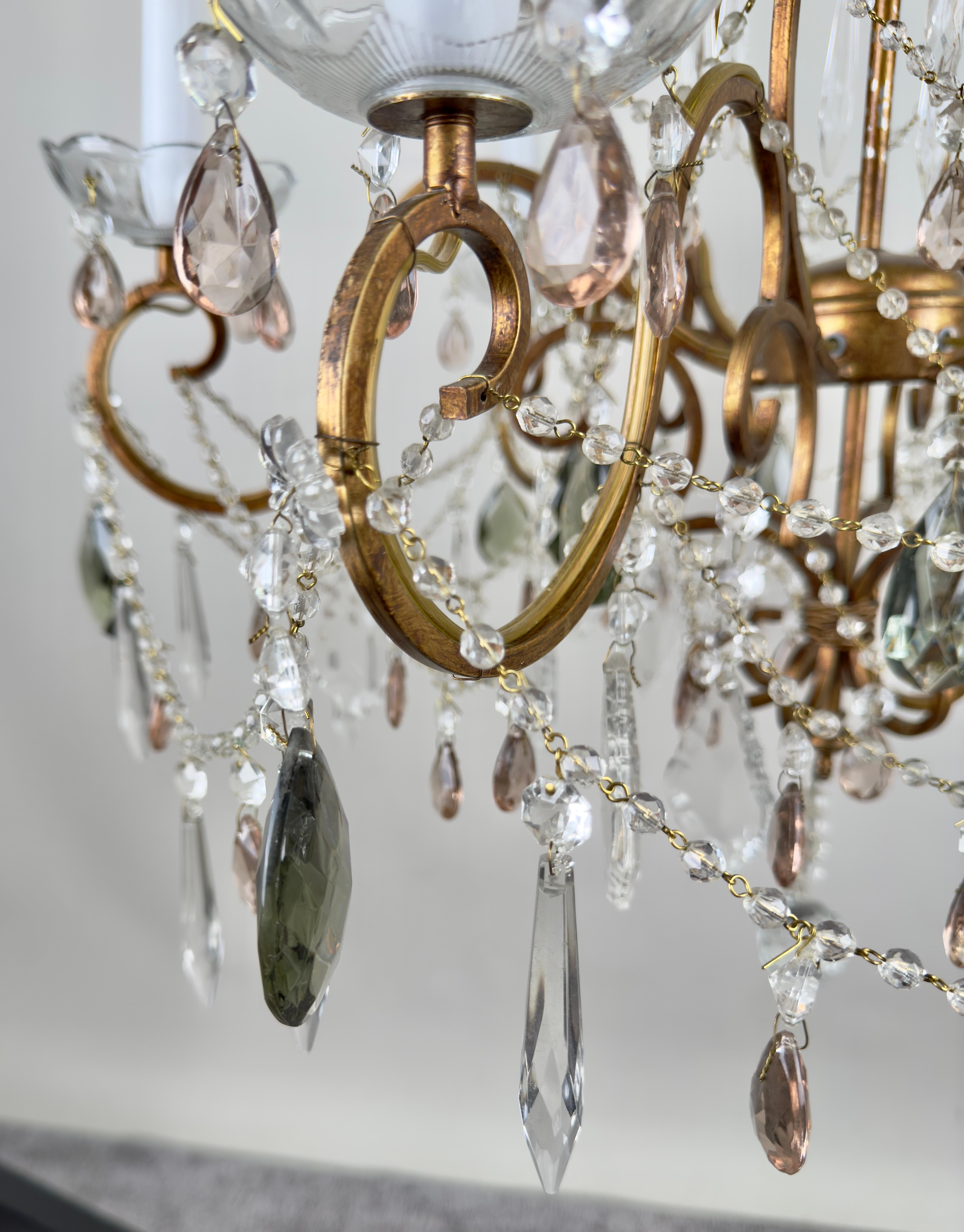 French Marie Therese Hollywood Regency Style Cut Crystal Chandelier, 6 Arms 4