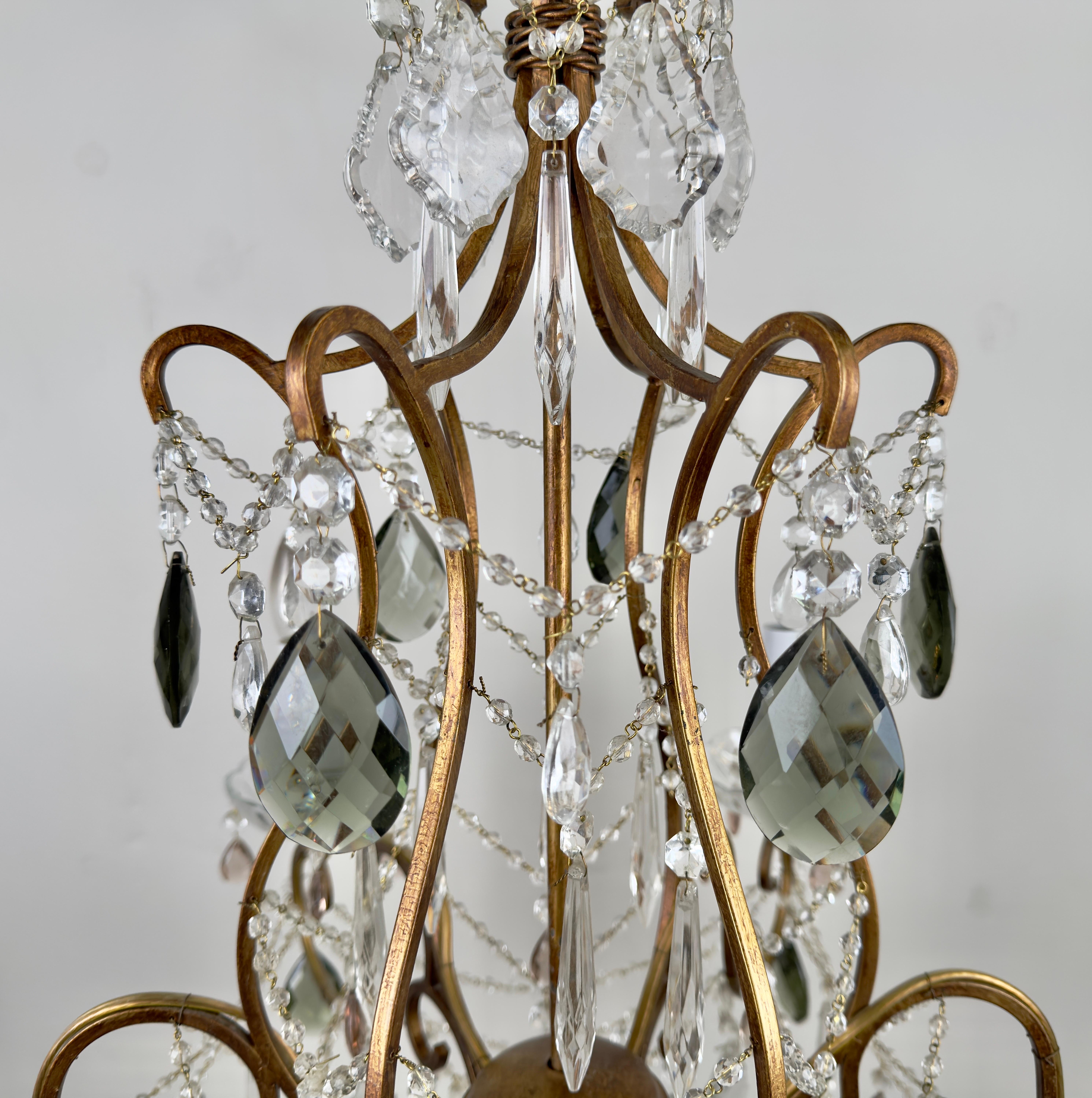 French Marie Therese Hollywood Regency Style Cut Crystal Chandelier, 6 Arms 5