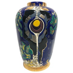 Vase émaillé "Eruption", Marielle Sirtelet pour Kostka Longwy, 11/50