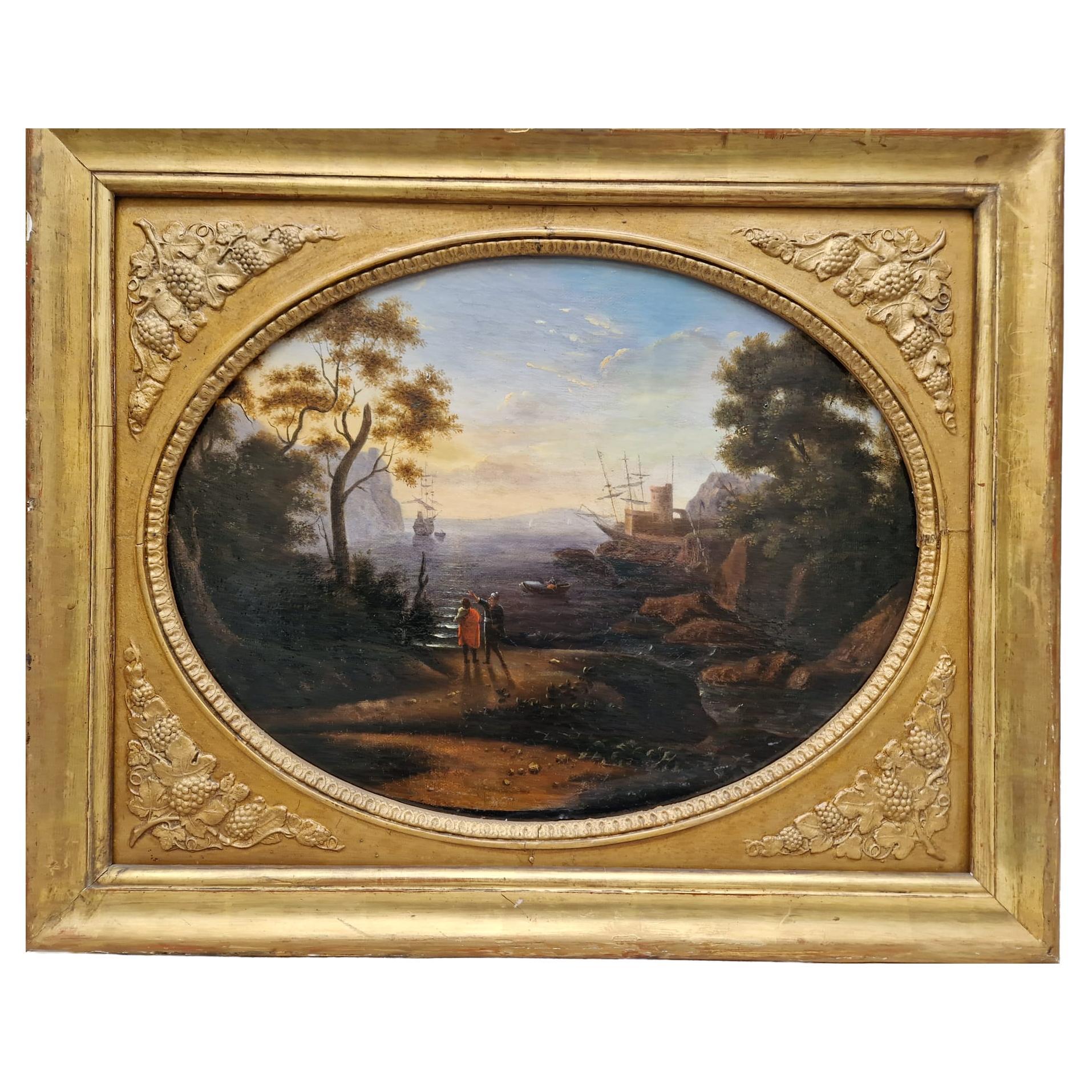 French Marine painting from late 18th century For Sale