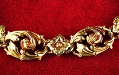 French Marks Rare Art Nouveau 18 Karat Gold Carved Bracelet