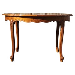 French Marqueterie Dining Table-extendable Cherry wood -Style Louis XV 80s