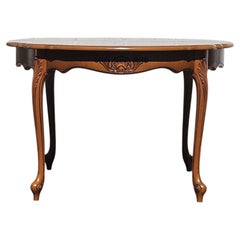 French Marqueterie Dining Table-extendable Cherry wood Table-Style-Louis XV-80s