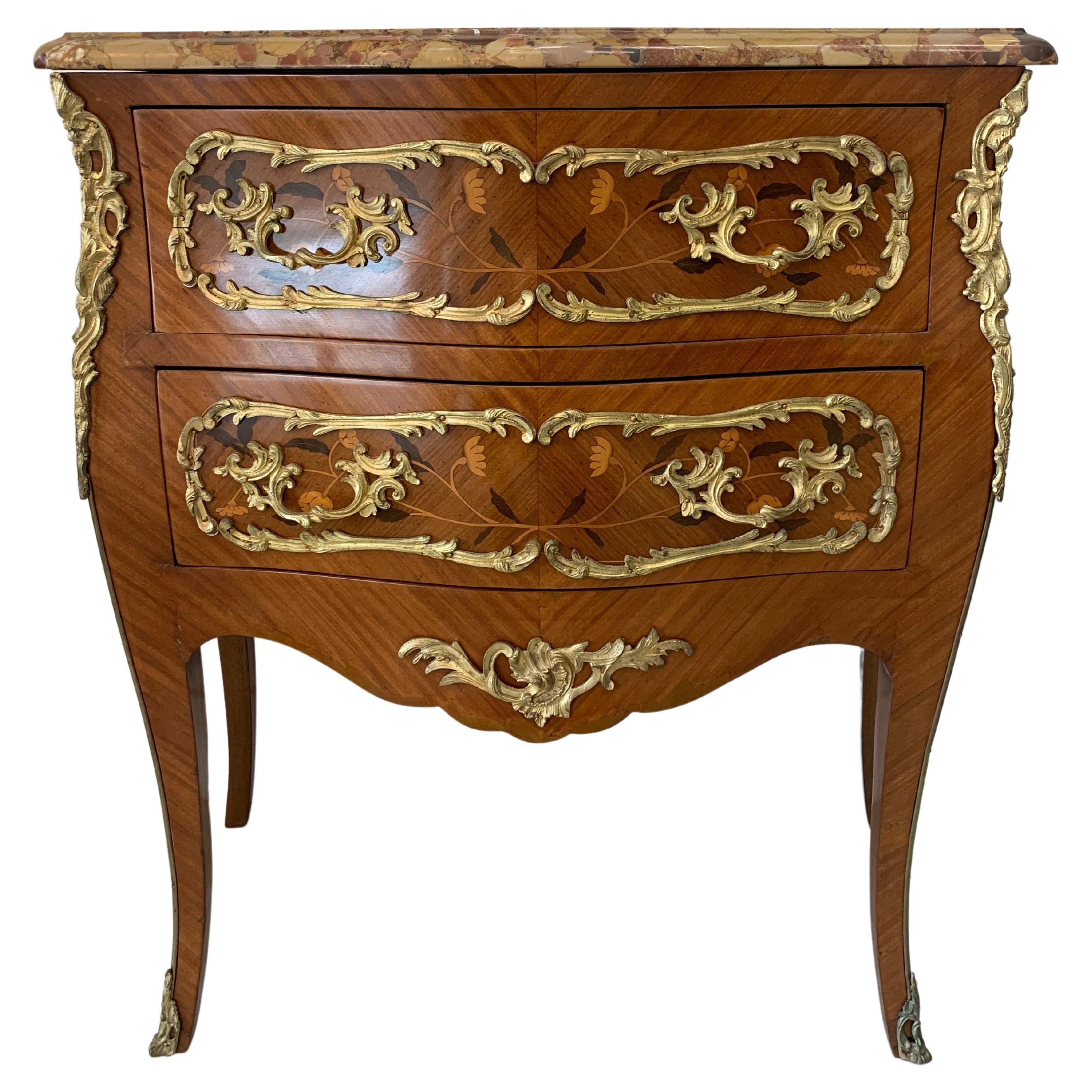 French Marquetry Commode Stamped SORMANI PARIS For Sale