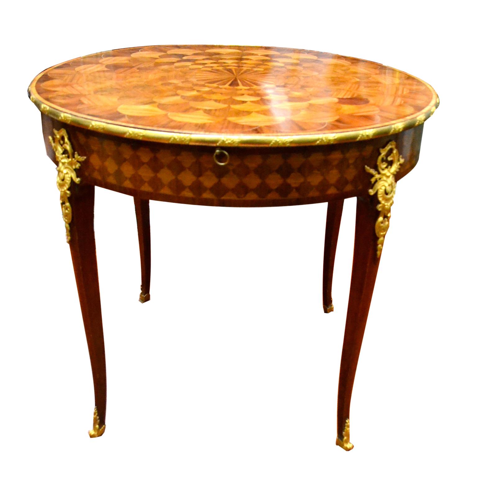 French, Marquetry and Gilt Bronze Round Centre Table Attributed to Linke 5