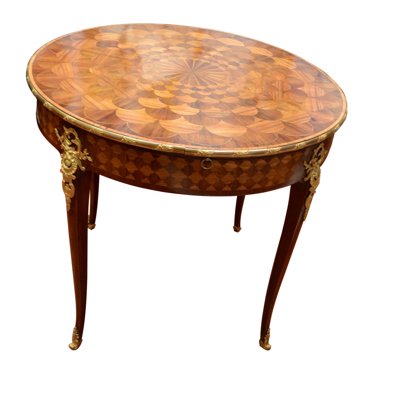 French, Marquetry and Gilt Bronze Round Centre Table Attributed to Linke 6