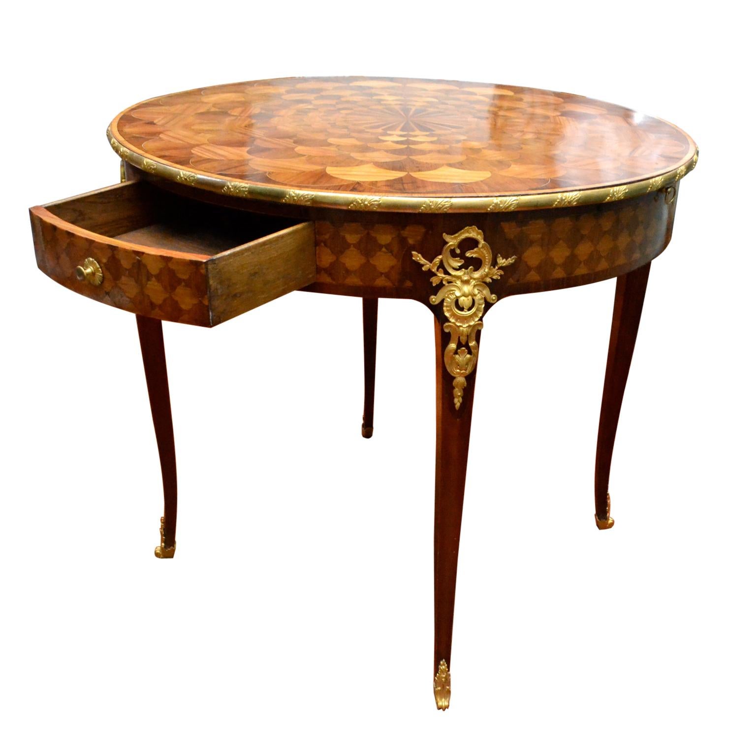 French, Marquetry and Gilt Bronze Round Centre Table Attributed to Linke 3