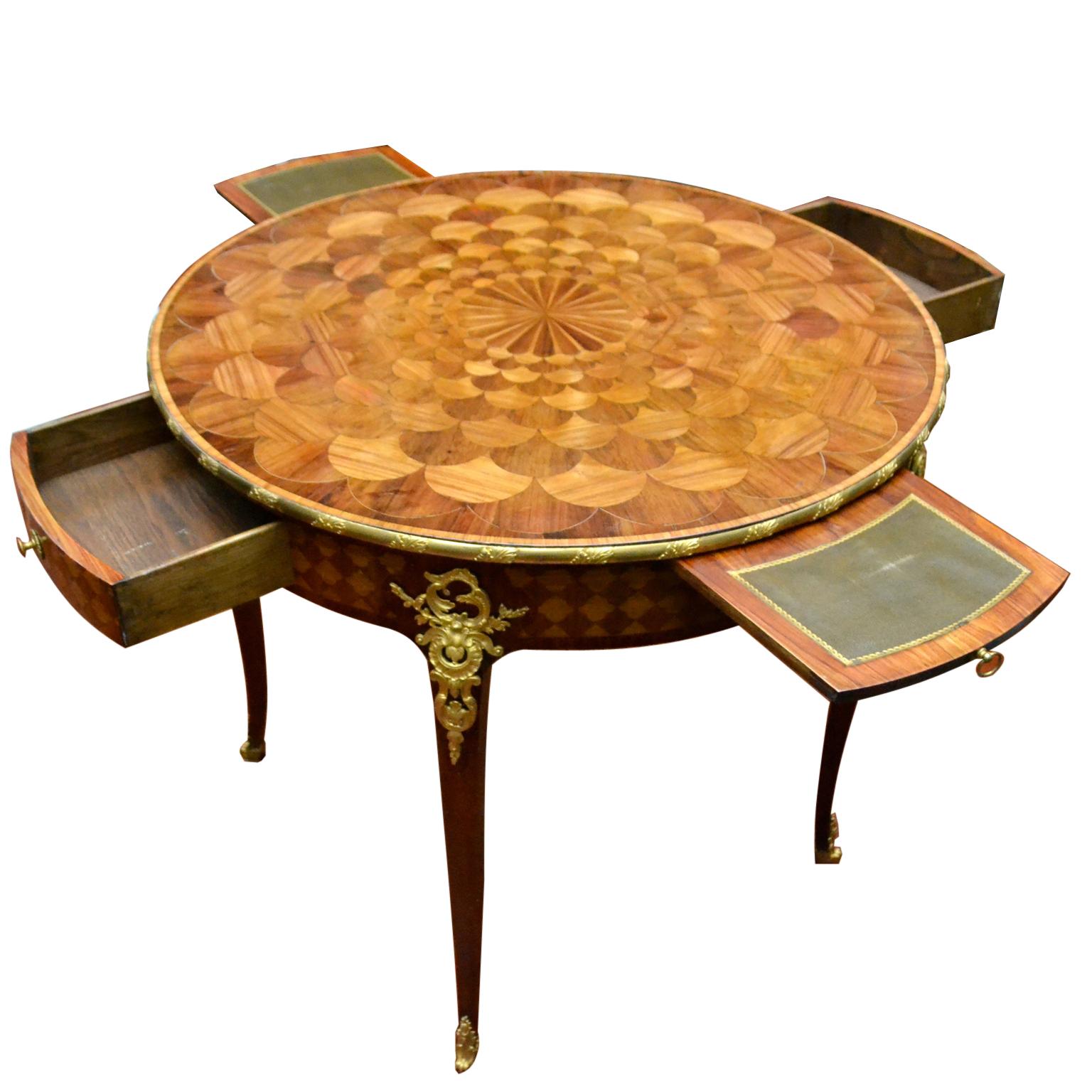 French, Marquetry and Gilt Bronze Round Centre Table Attributed to Linke 4
