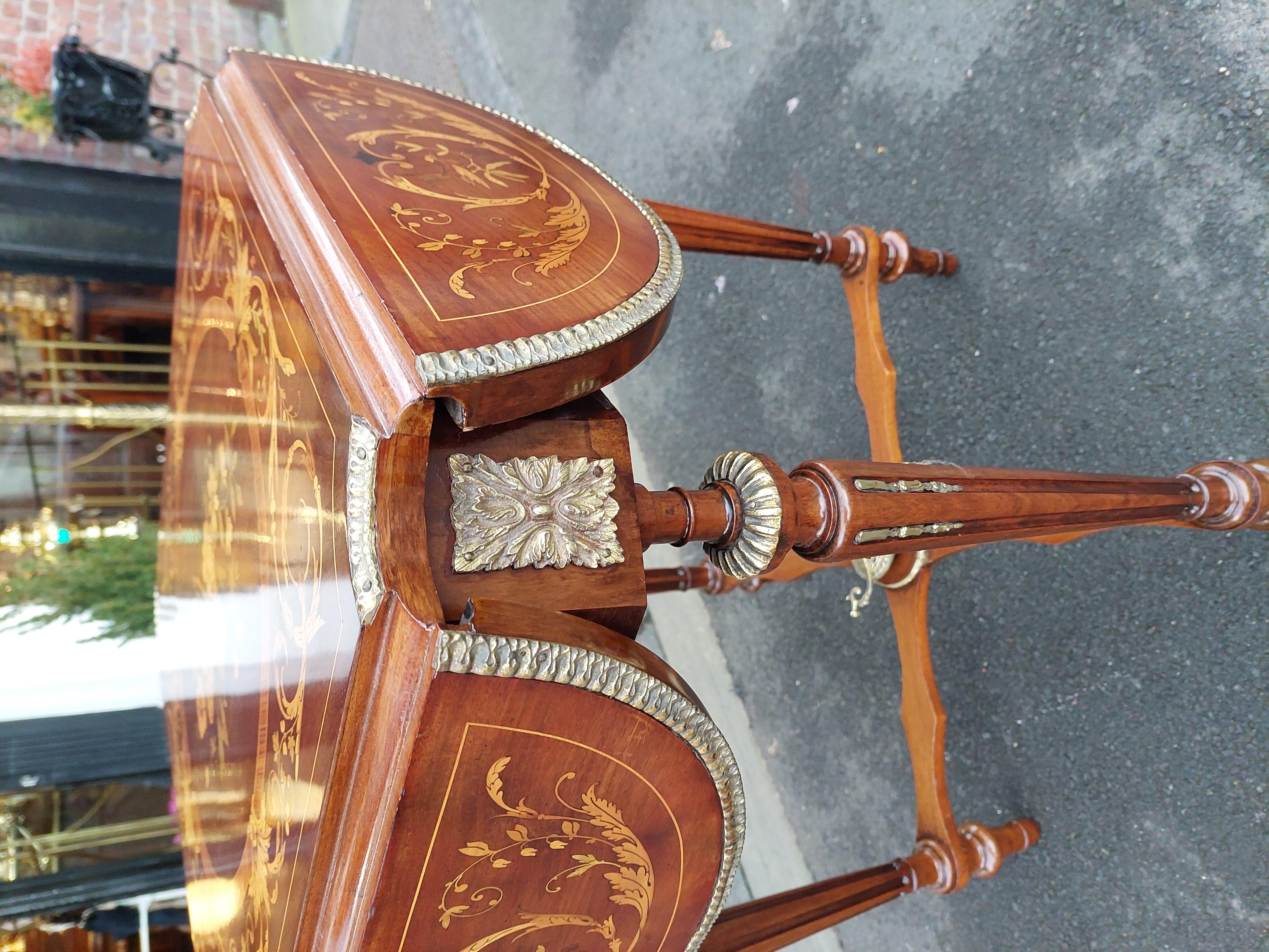 Louis XIV French Marquetry and Walnut Drop-Leaf Center Table c1900 For Sale