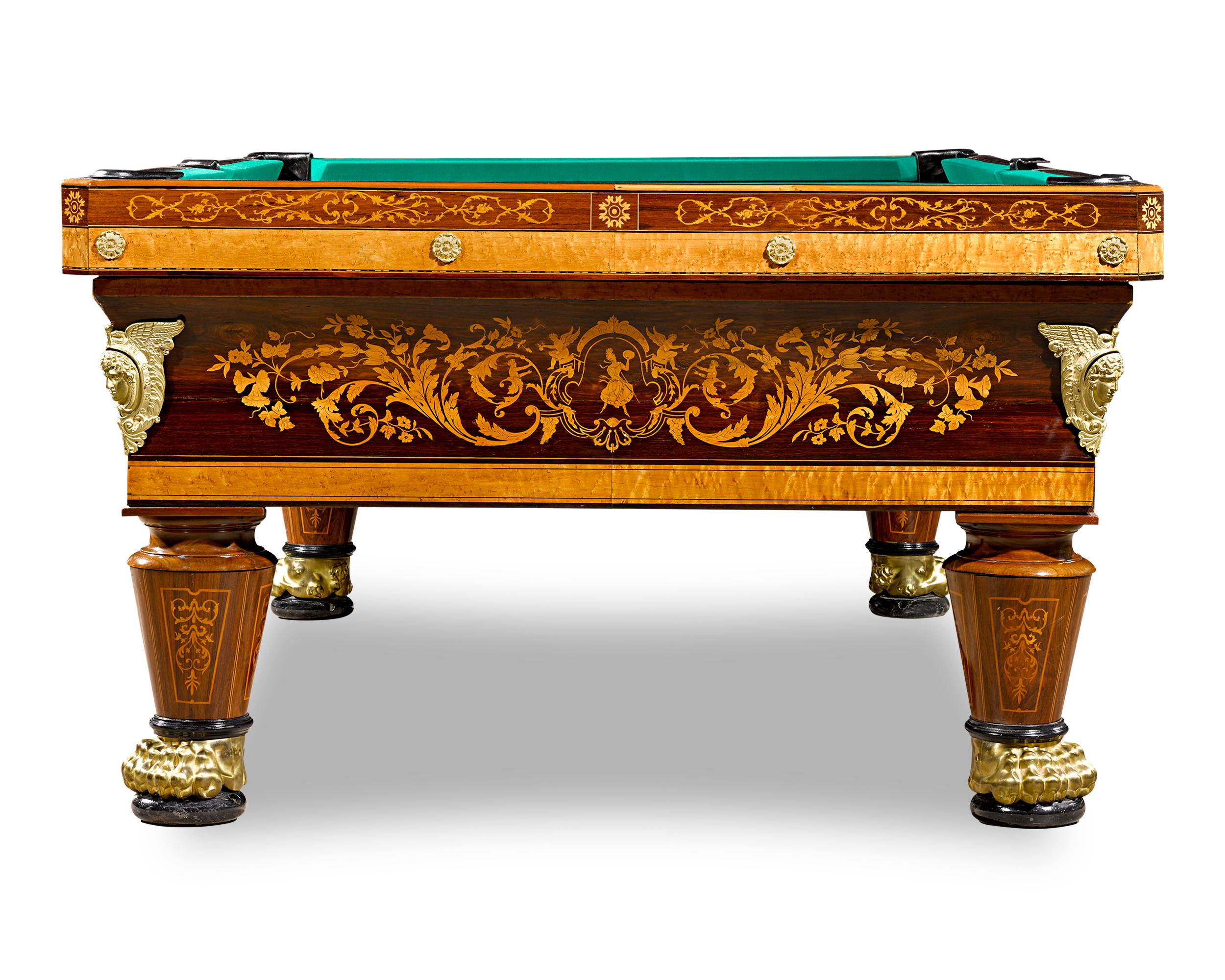 Billiard-Tisch mit Intarsien aus Frankreich (Marketerie) im Angebot