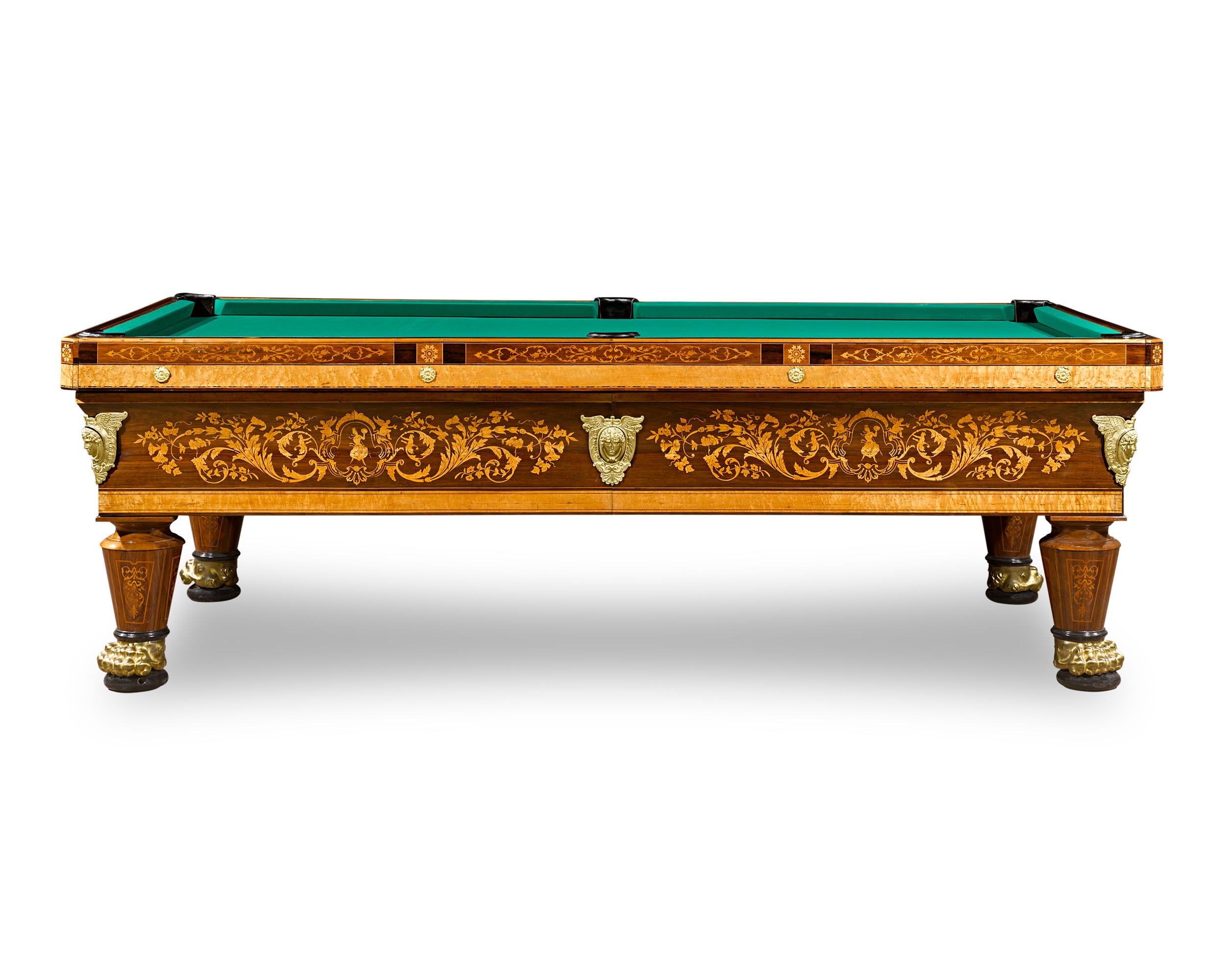 French Marquetry Billiard Table In Excellent Condition For Sale In New Orleans, LA