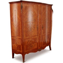 French Marquetry Bombe Armoire
