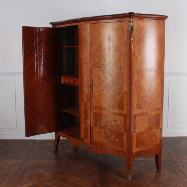 20th Century French Marquetry Bombe Armoire
