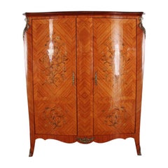 French Marquetry Bombe Armoire