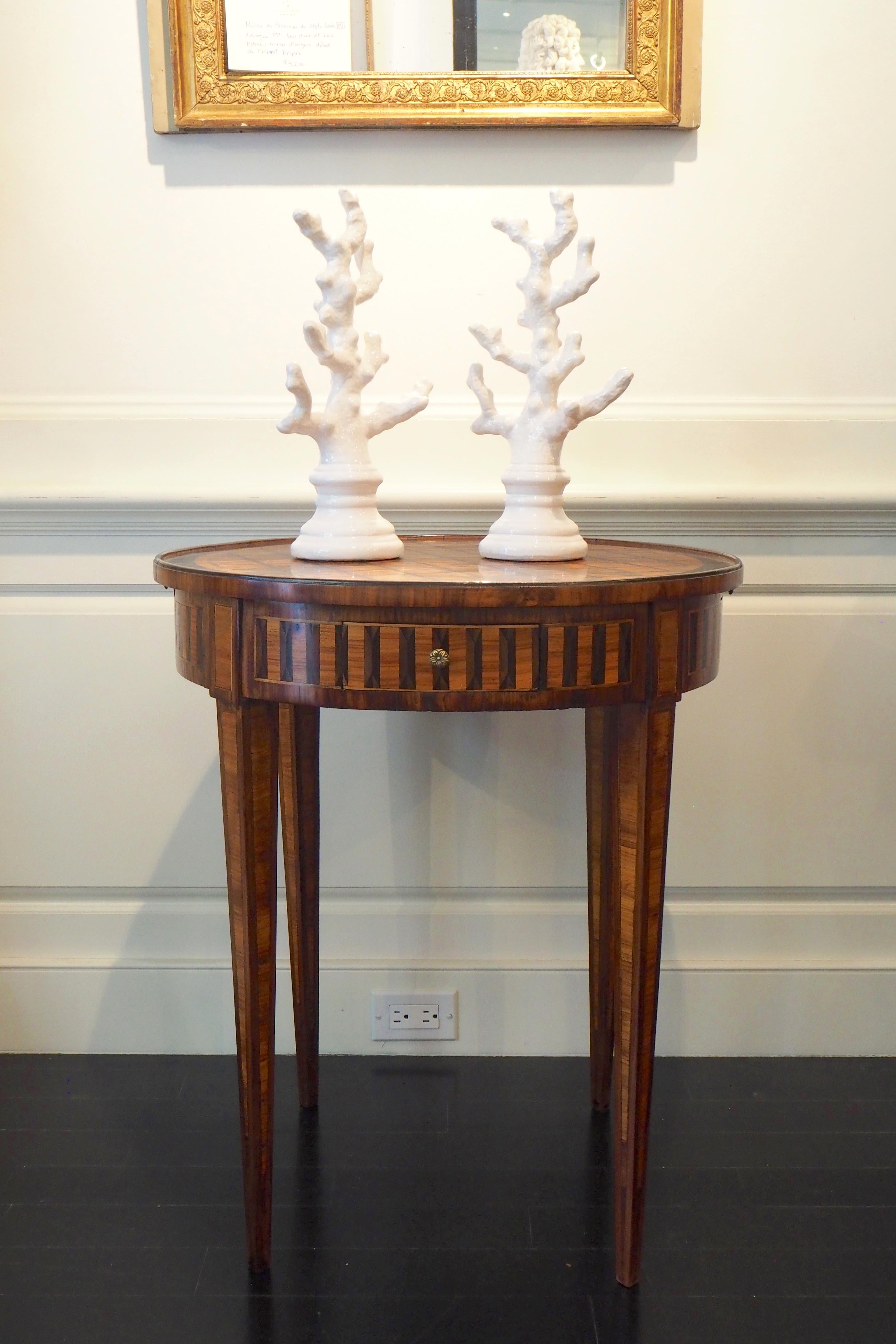 French Marquetry Bouillotte Table, Louis XVI Style, 19th Century 14