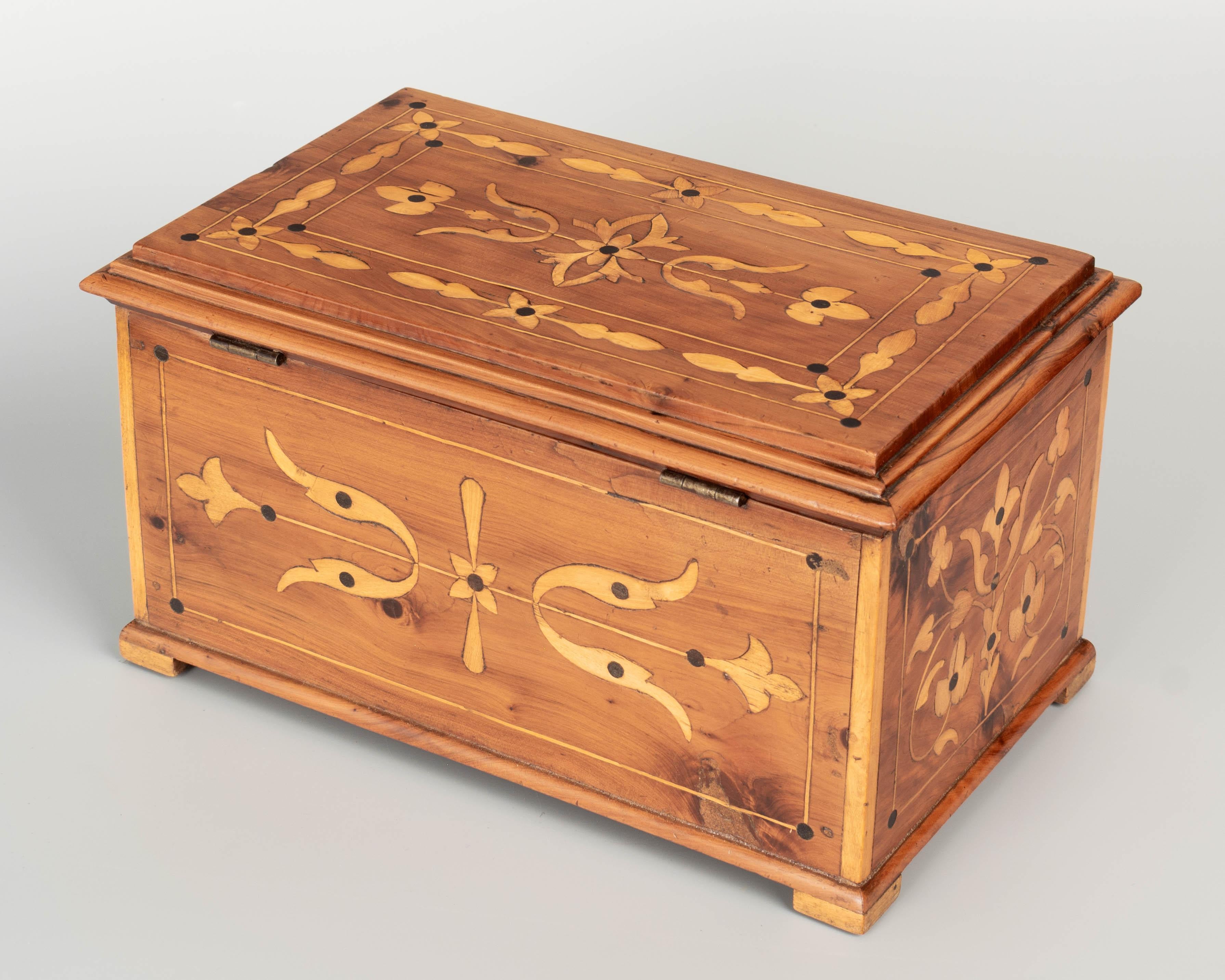 Cherry French Marquetry Box For Sale