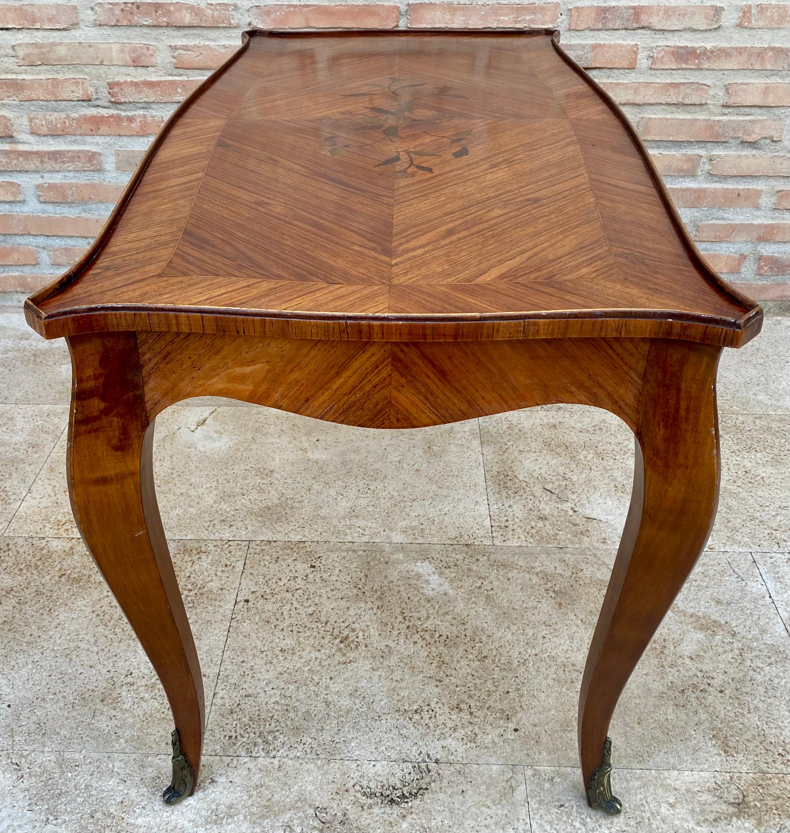 French Marquetry Bronze Ormolu Mounted Center or Coffee Table, 1920s For Sale 2