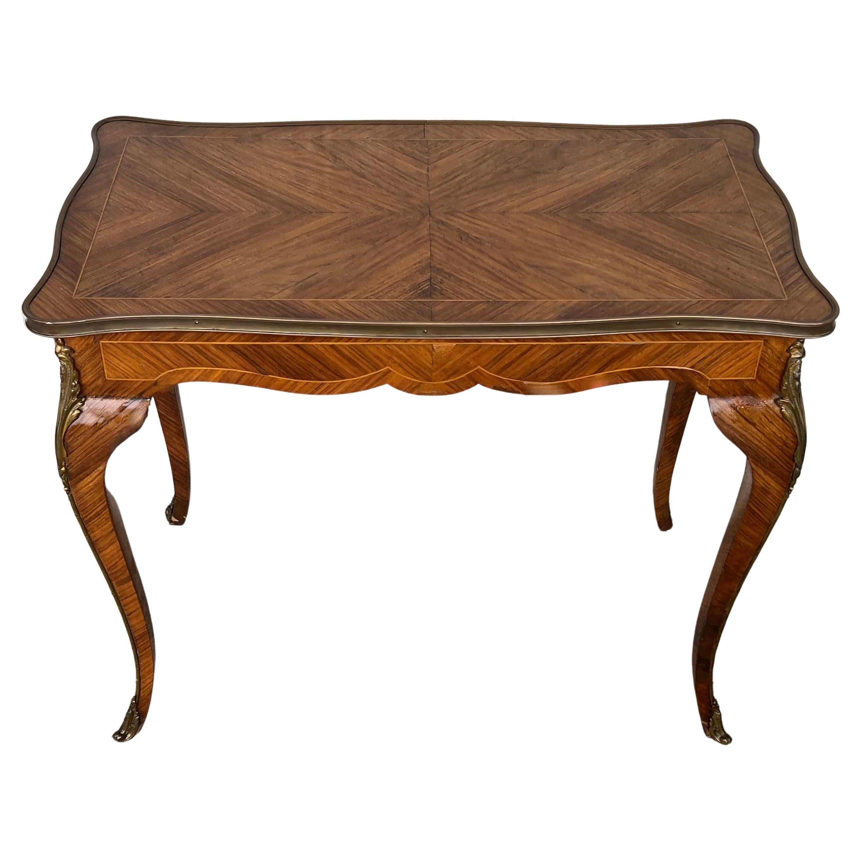 French Marquetry Bronze Ormolu Mounted Center or Desk Table