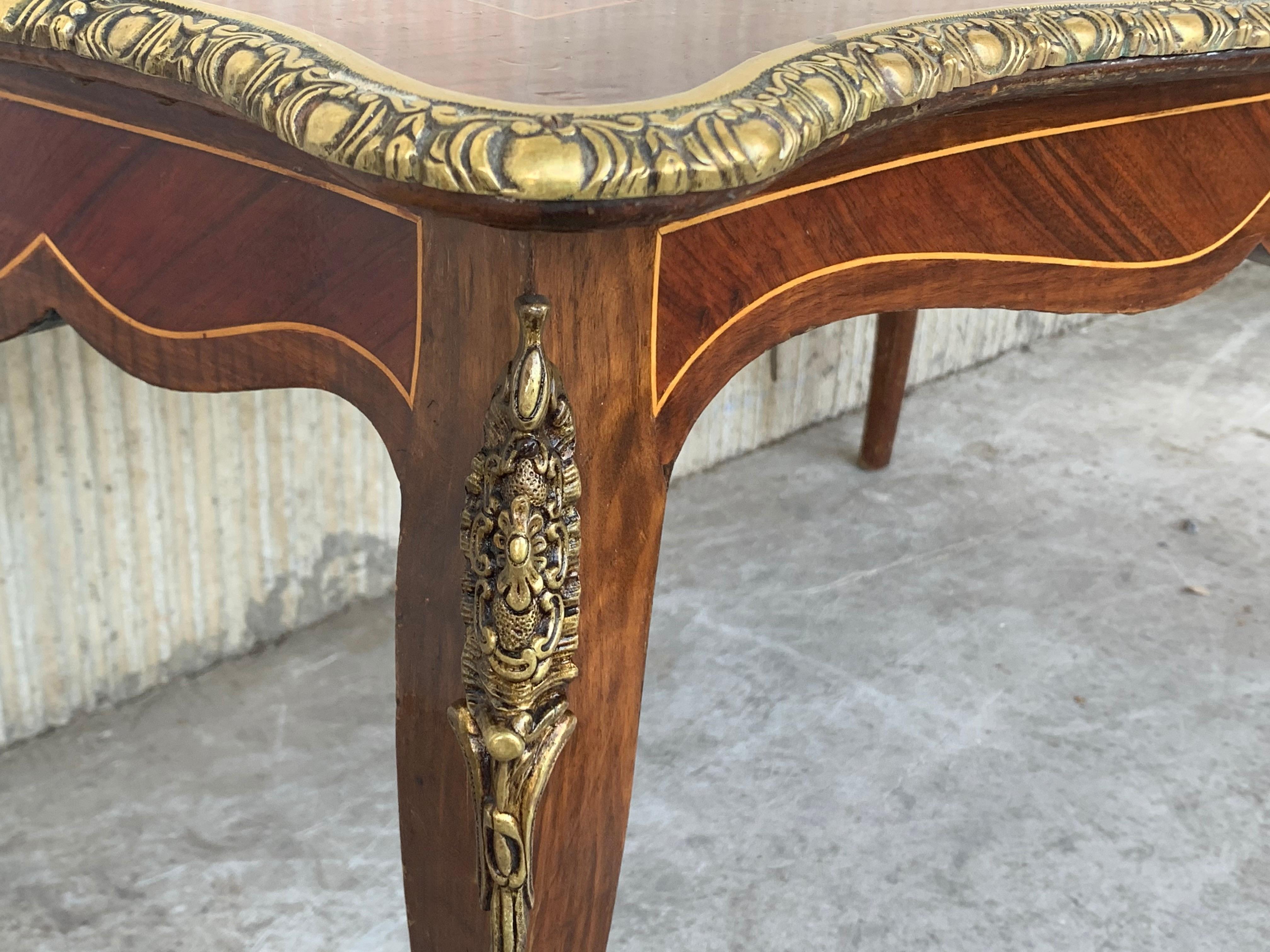 French Marquetry Bronze Ormolu Mounted Coffee Table For Sale 4