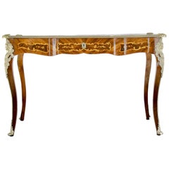 French Marquetry Bureau Plat Writing Desk