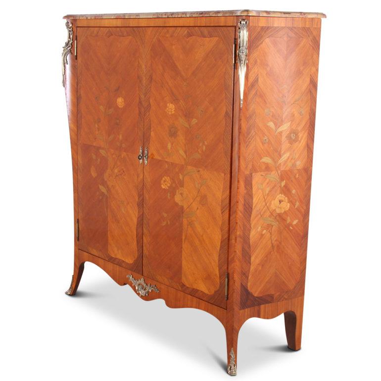 Bronze French Marquetry Cabinet Armoire
