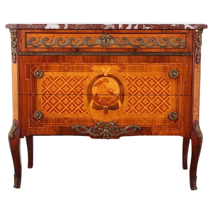 French Marquetry Commode For Sale