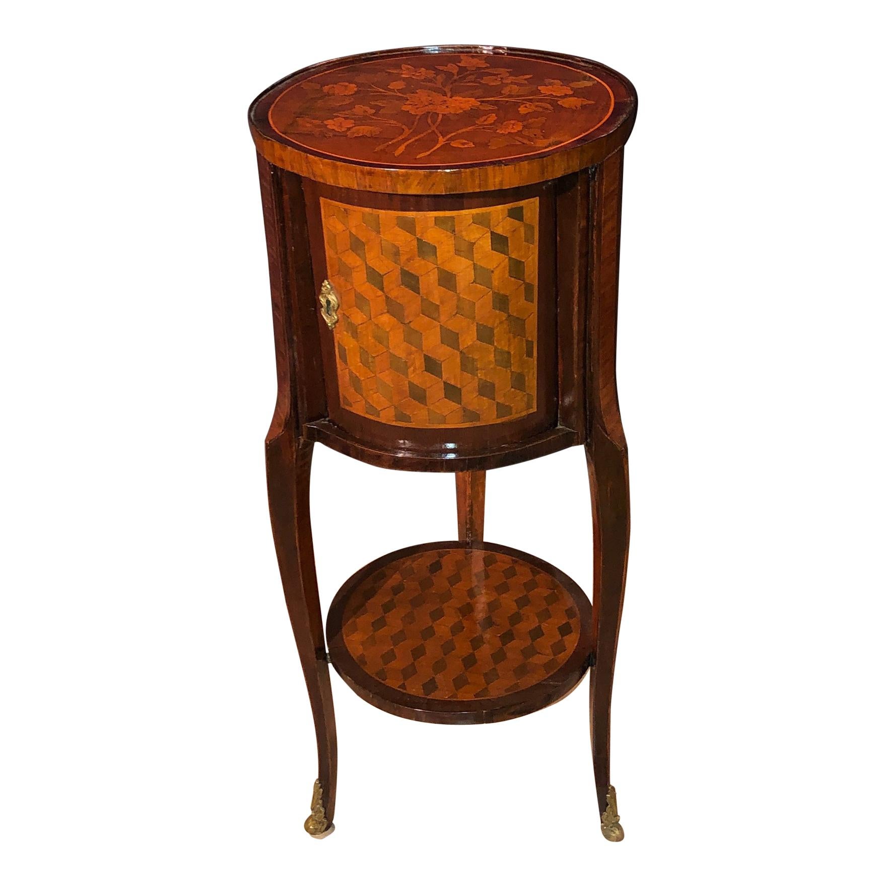 French Marquetry Cylinder Table