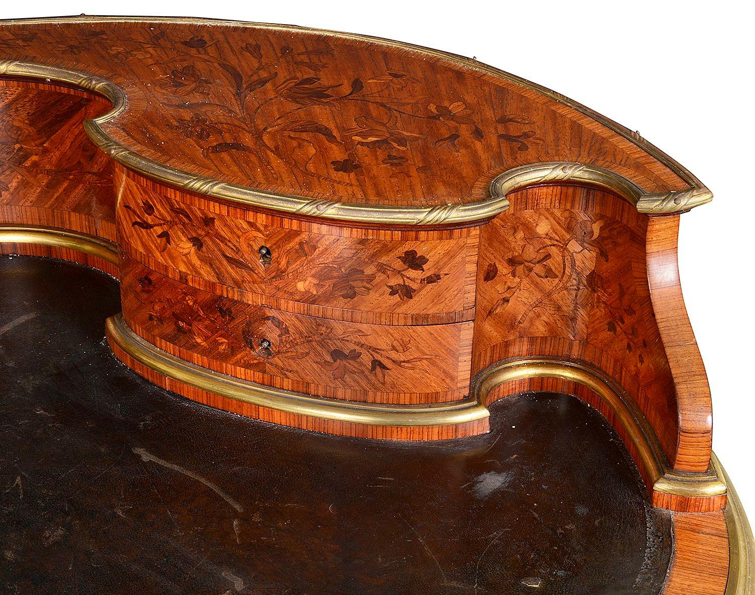 Veneer French Marquetry inlaid Lady's desk, 1890. For Sale
